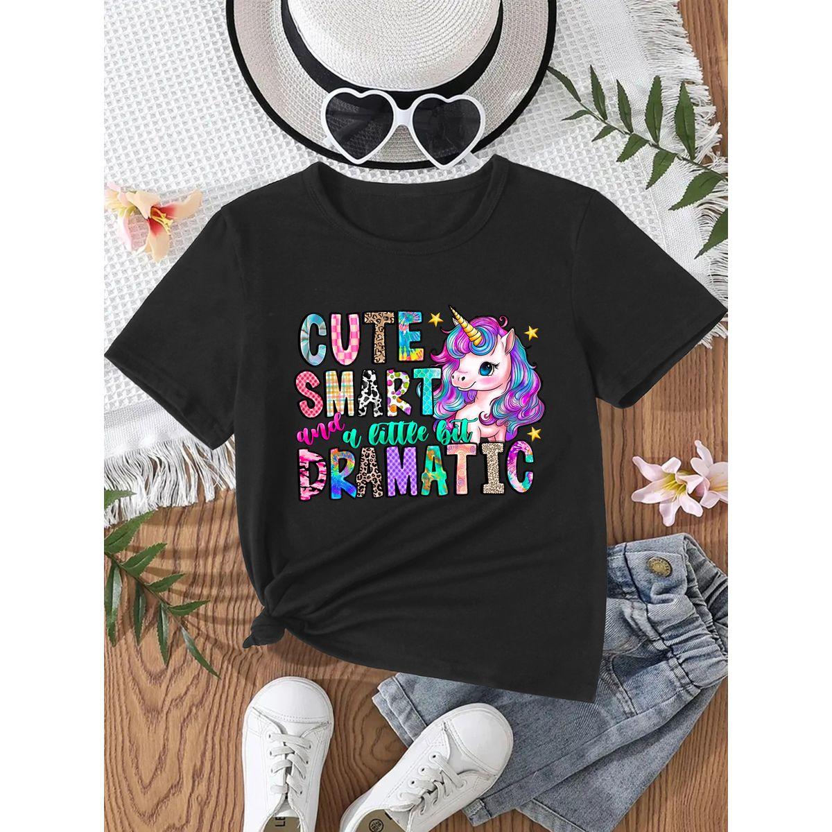 تيشيرت بطبعة جرافيك وياقة دائرية-girls-clothing-tshirts-image-2