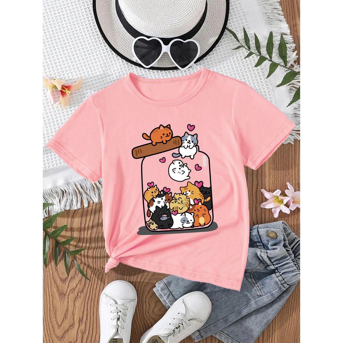 تيشيرت بطبعة جرافيك وياقة دائرية-girls-clothing-tshirts-image-2
