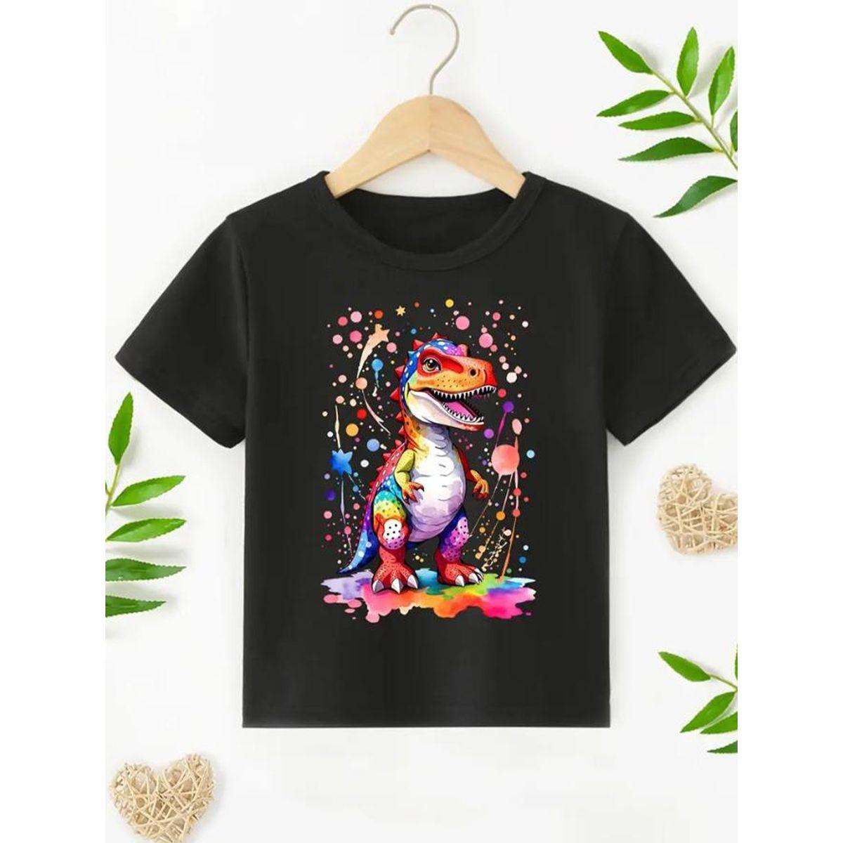 Styli Boys Black Dinosaur Graphic T-Shirt-boys-clothing-tshirtsandpolos-image-1