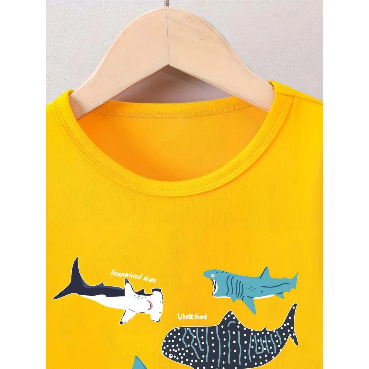 Styli Boys Yellow Shark Graphic Print T-Shirt-boys-clothing-tshirtsandpolos-image-3