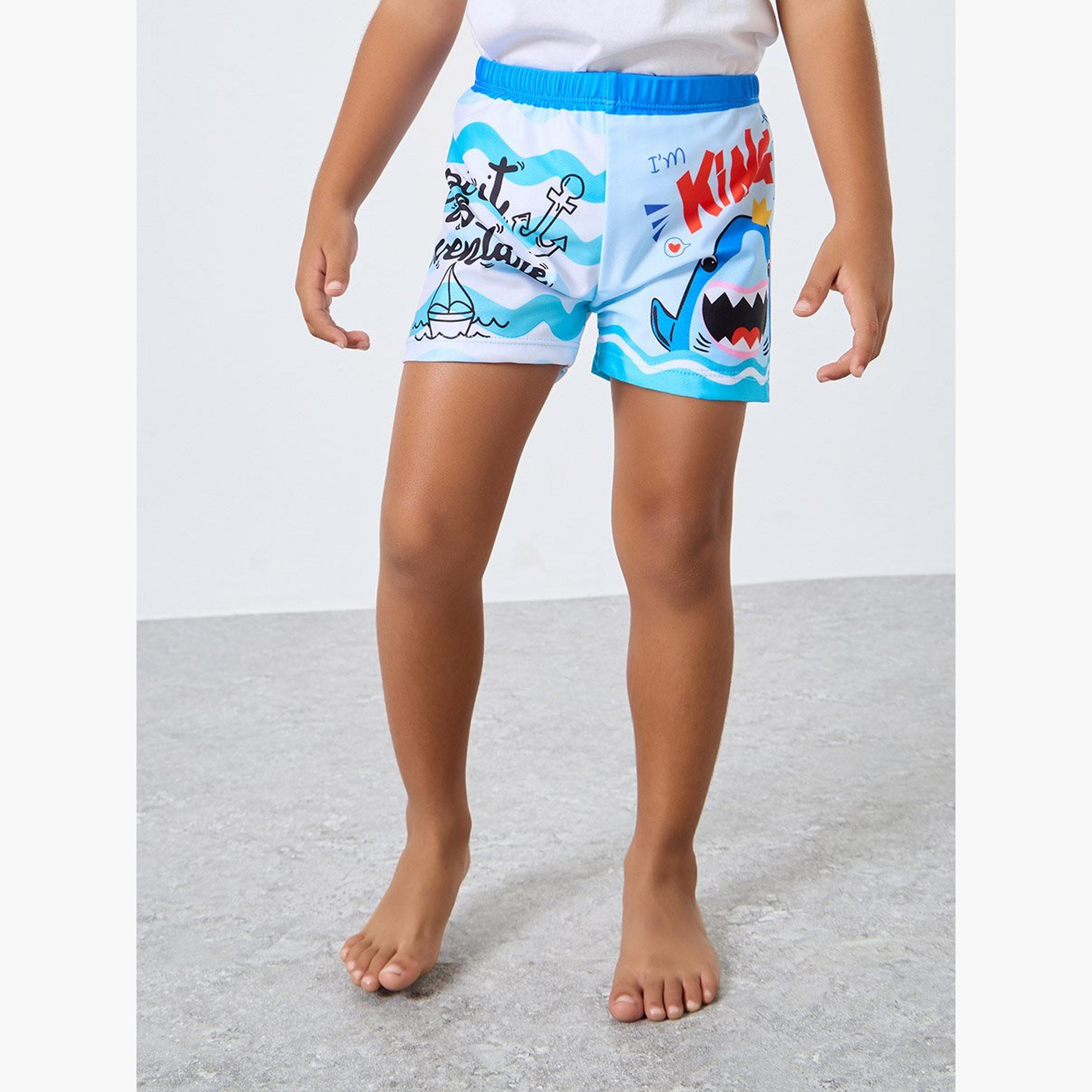 Styli Boys Graphic Swim Trunks and Cap Set-boys-clothing-sportswear-sets-image-1