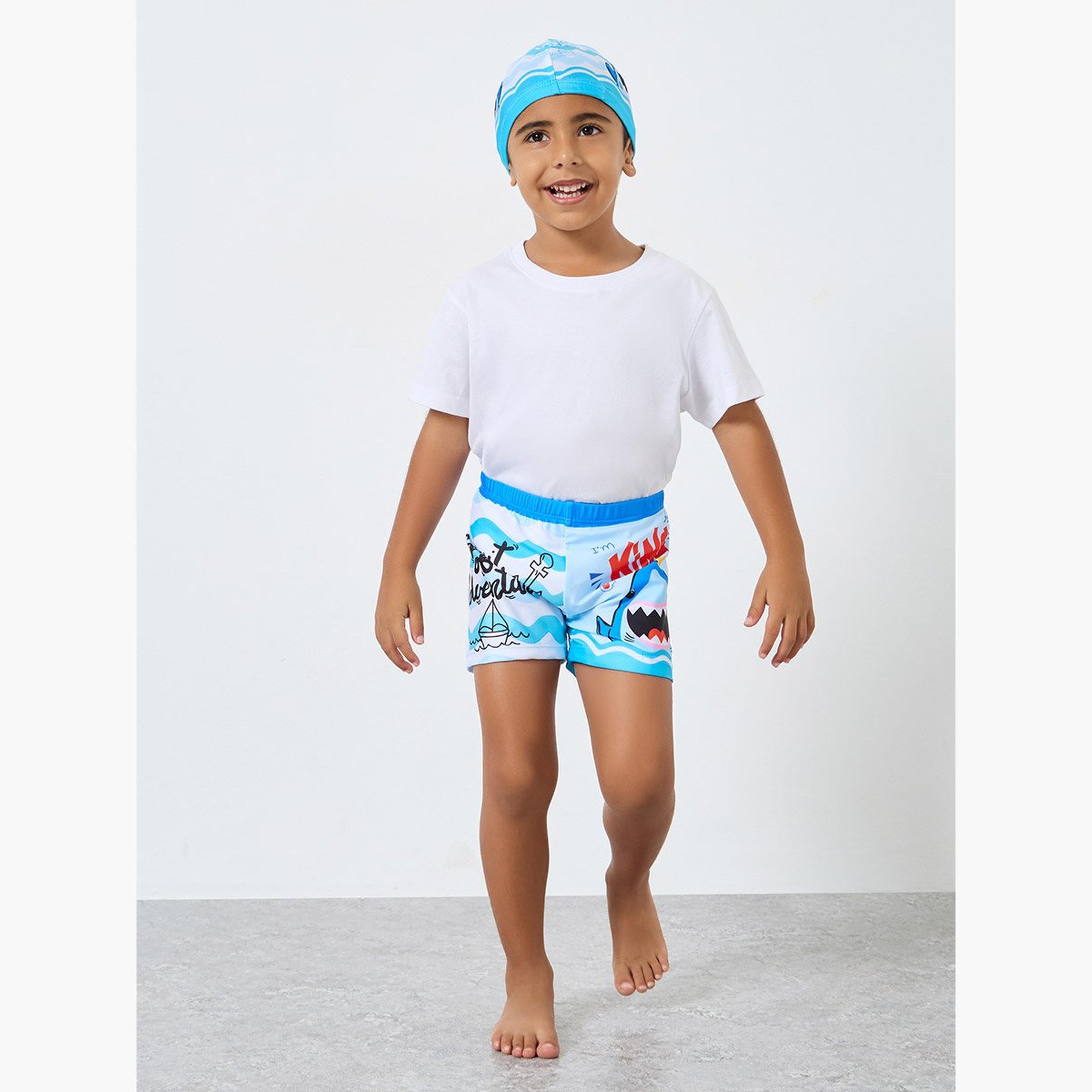 Styli Boys Graphic Swim Trunks and Cap Set-boys-clothing-sportswear-sets-image-2