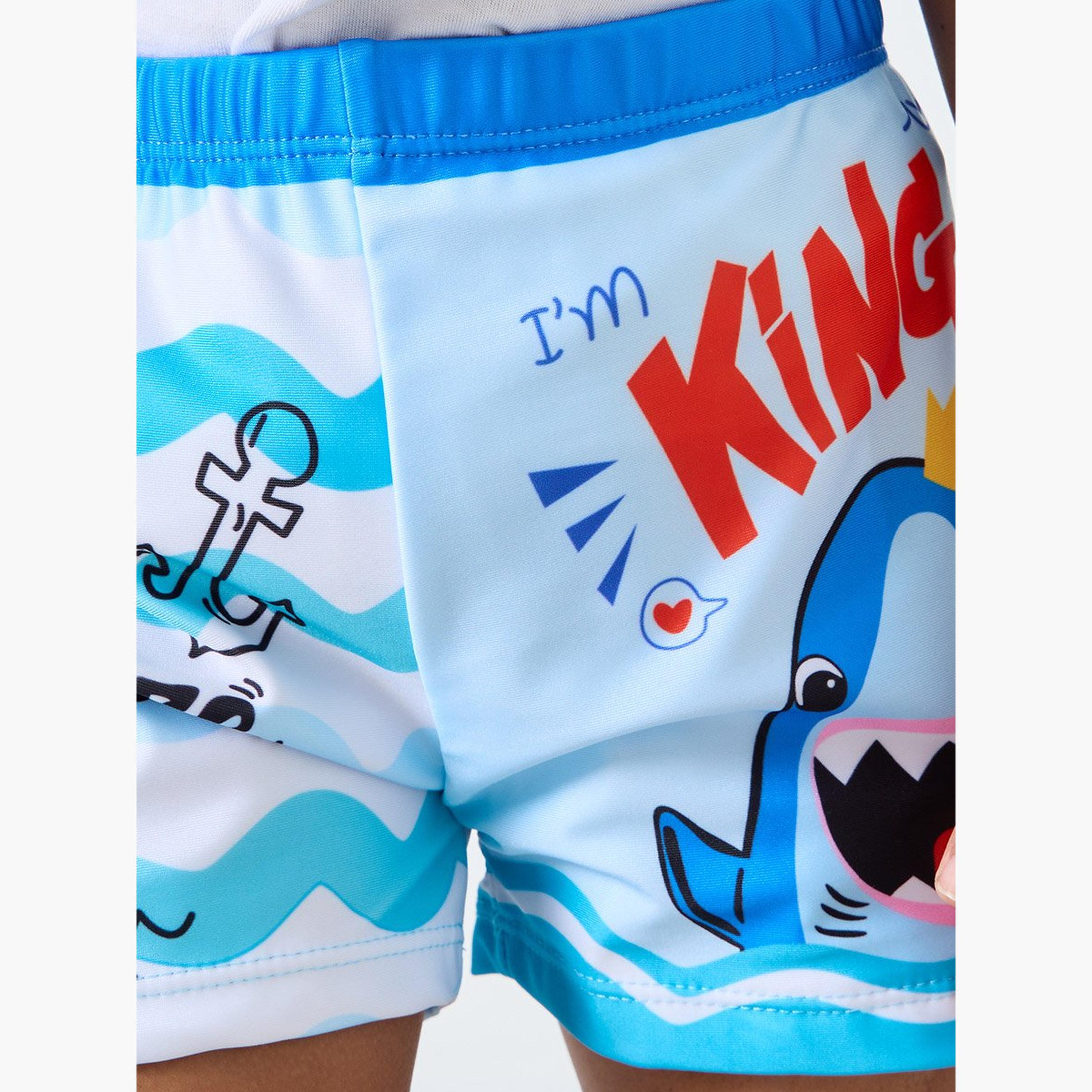 شورت سباحة بطبعة جرافيك مع كاب-boys-clothing-sportswear-sets-image-3