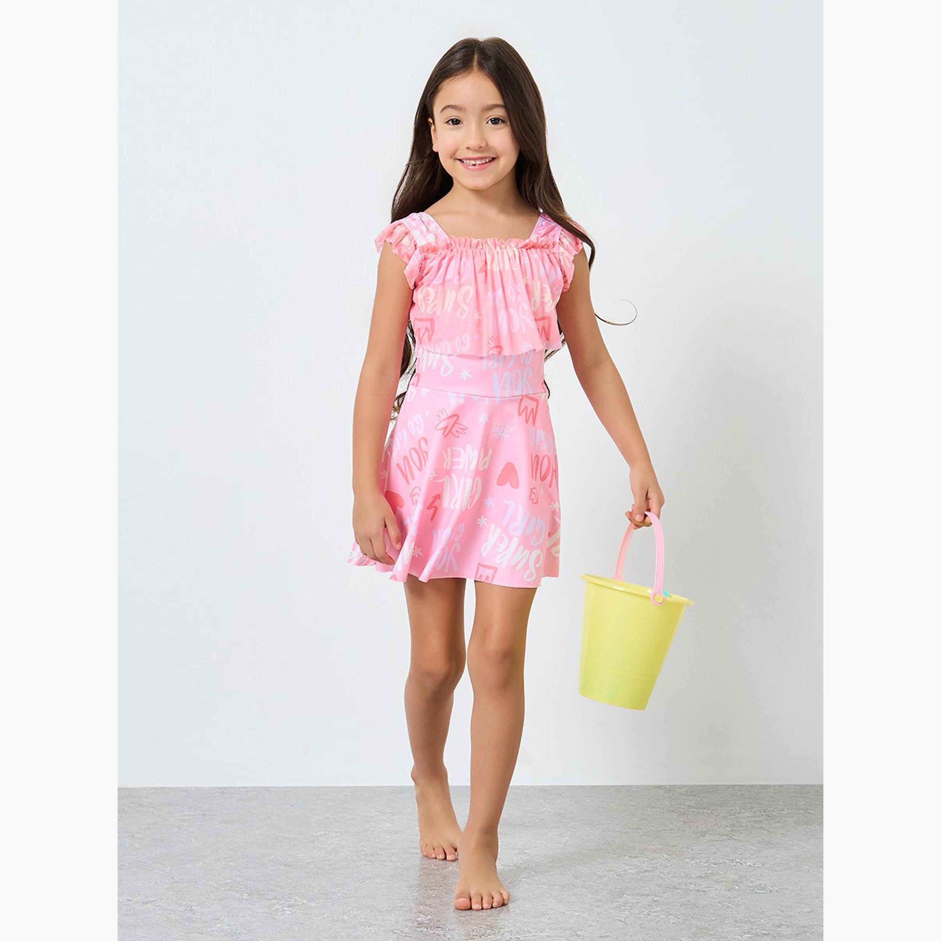 بدلة سباحة بنمط فستان مع شورت-sports-girls-clothing-tops-image-1