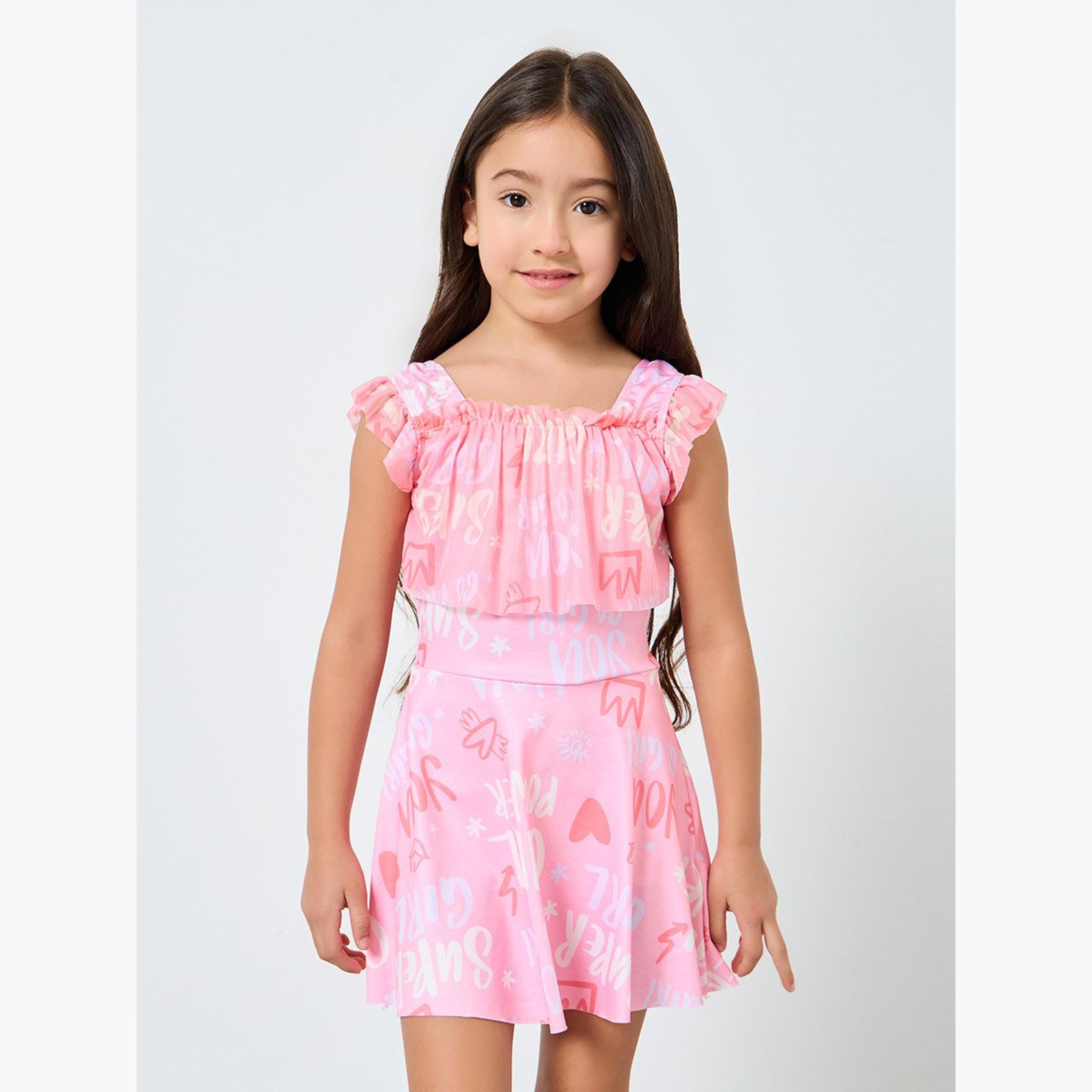 بدلة سباحة بنمط فستان مع شورت-sports-girls-clothing-tops-image-2