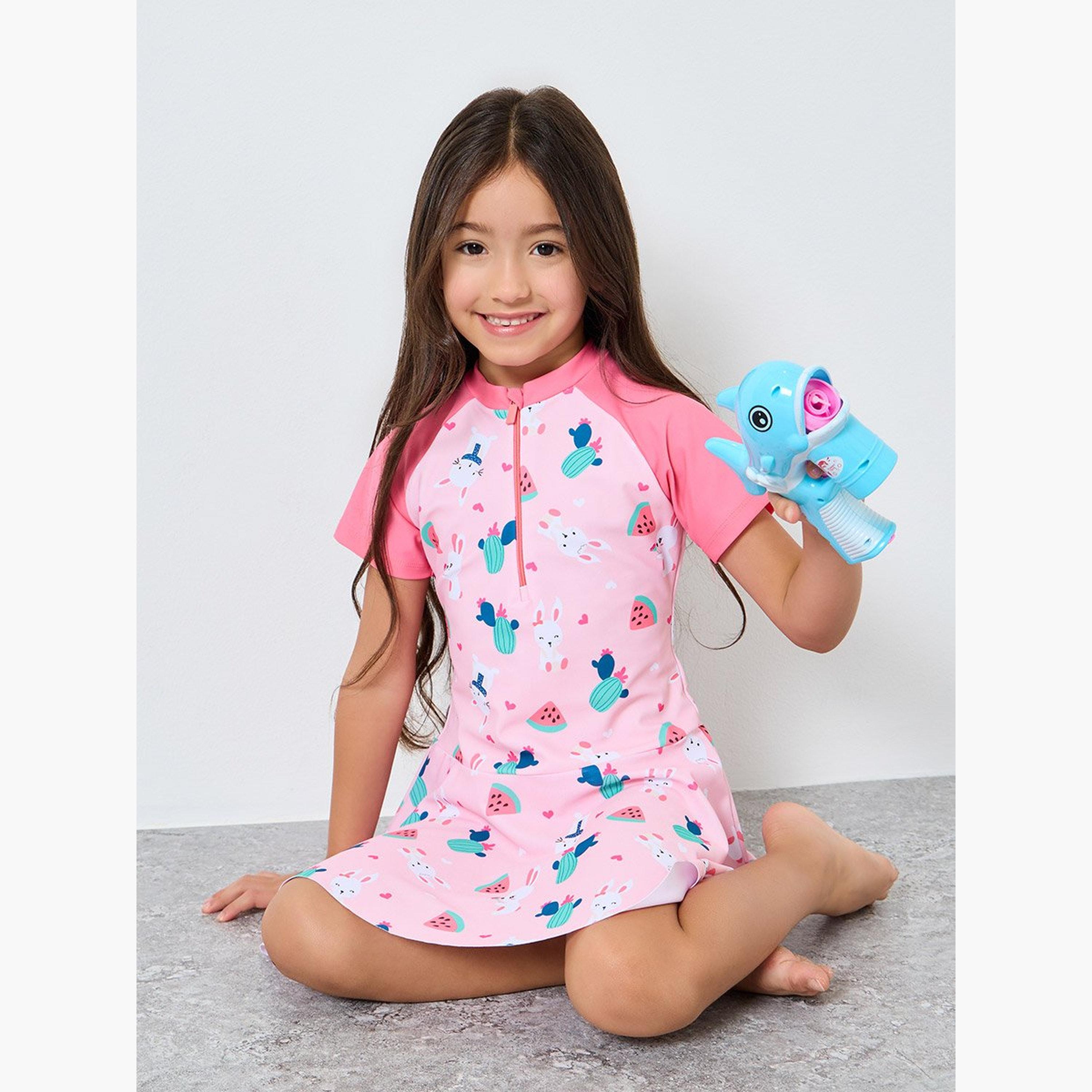 بدلة سباحة بطبعة أرنب مع شورت-sports-girls-clothing-sets-image-2