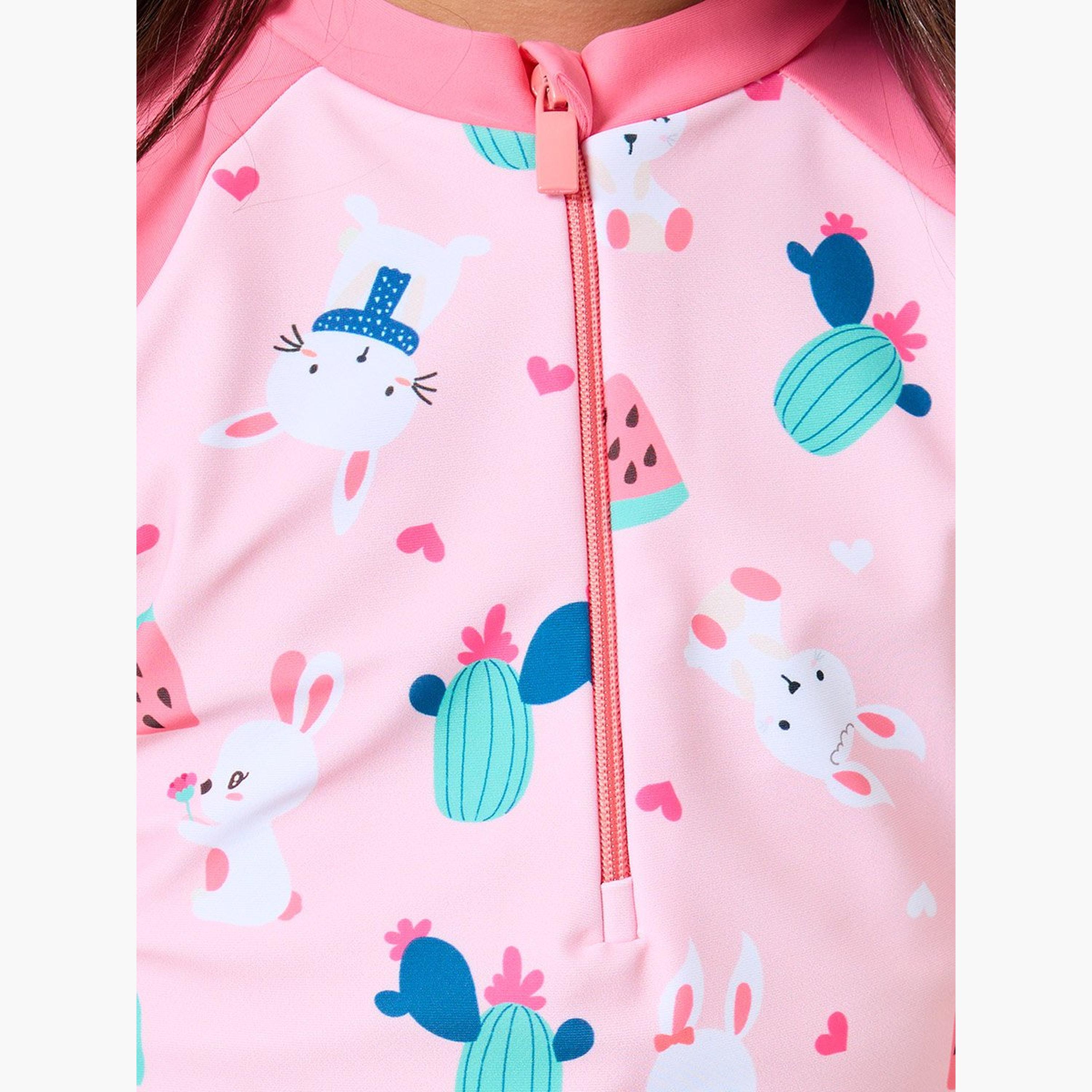بدلة سباحة بطبعة أرنب مع شورت-sports-girls-clothing-sets-image-3