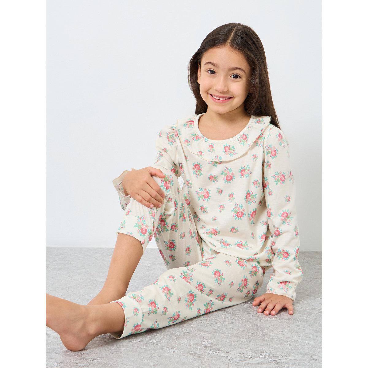 طقم من بنطال بيجاما وتيشيرت بطبعة زهور-girls-clothing-nightwear-image-1