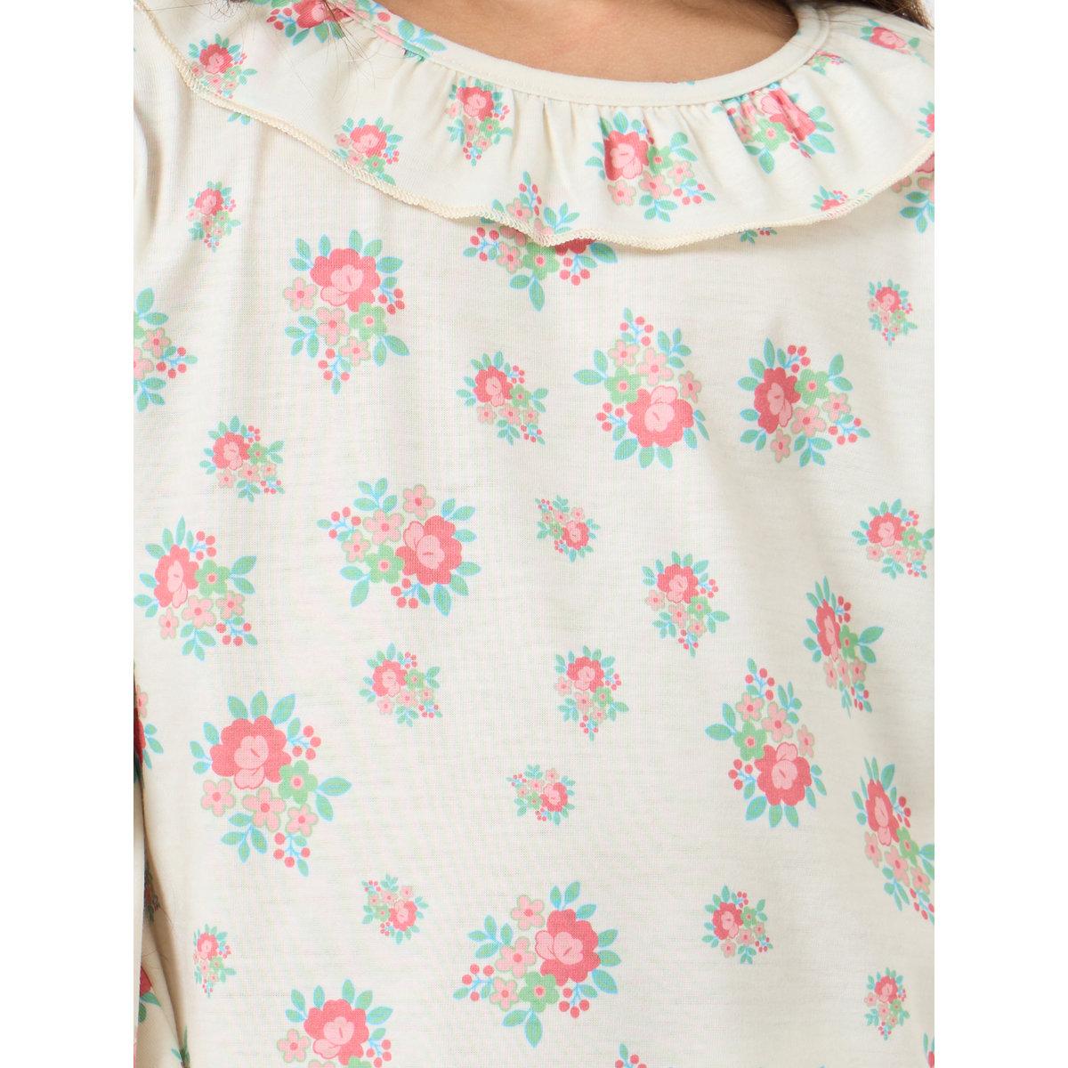 طقم من بنطال بيجاما وتيشيرت بطبعة زهور-girls-clothing-nightwear-image-4
