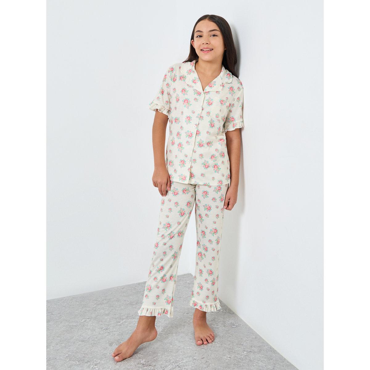 طقم من بنطال بيجاما وتيشيرت بطبعة زهور-girls-clothing-nightwear-image-1