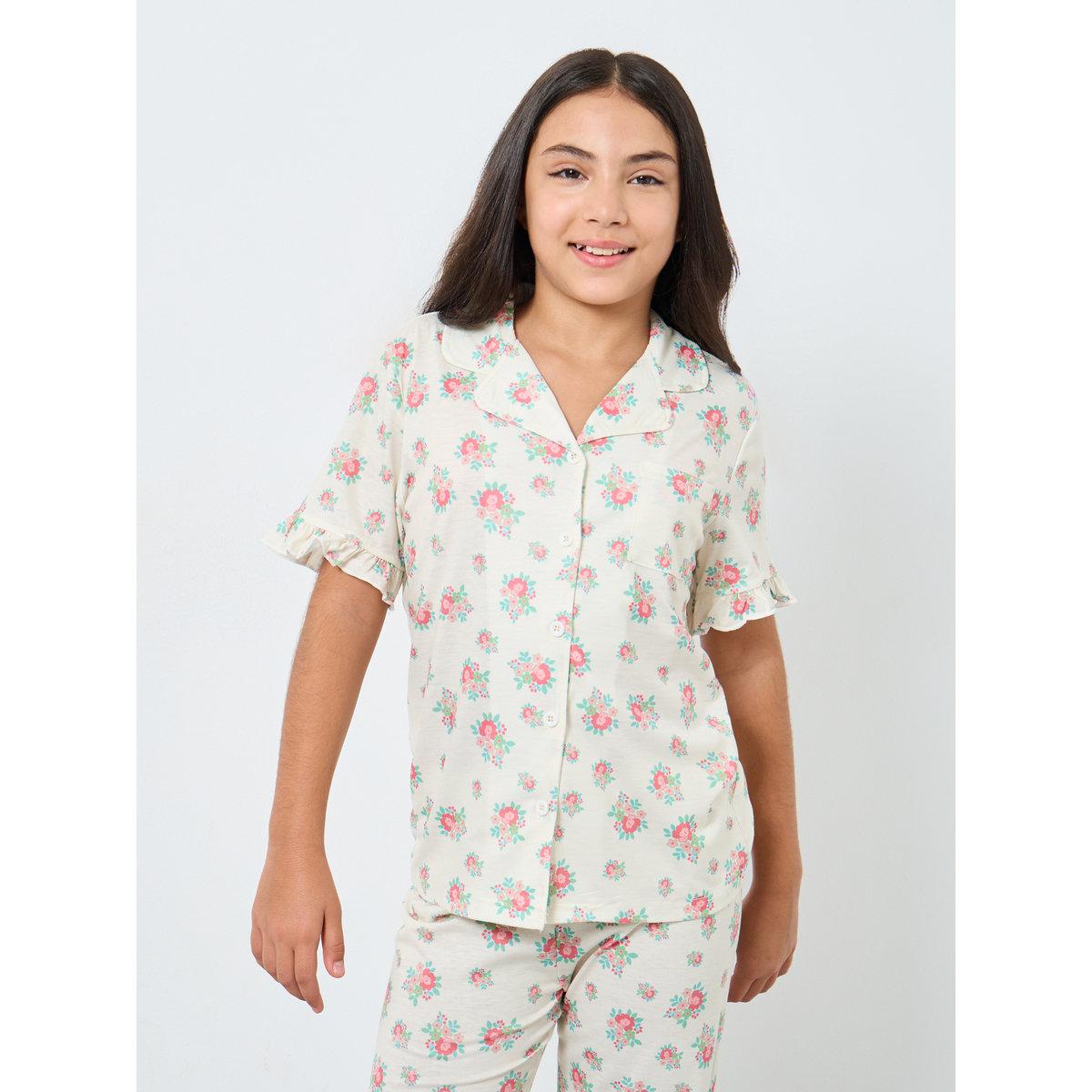 طقم من بنطال بيجاما وتيشيرت بطبعة زهور-girls-clothing-nightwear-image-2