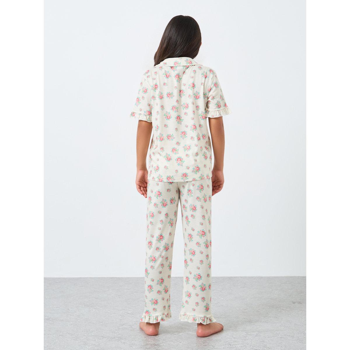 طقم من بنطال بيجاما وتيشيرت بطبعة زهور-girls-clothing-nightwear-image-4