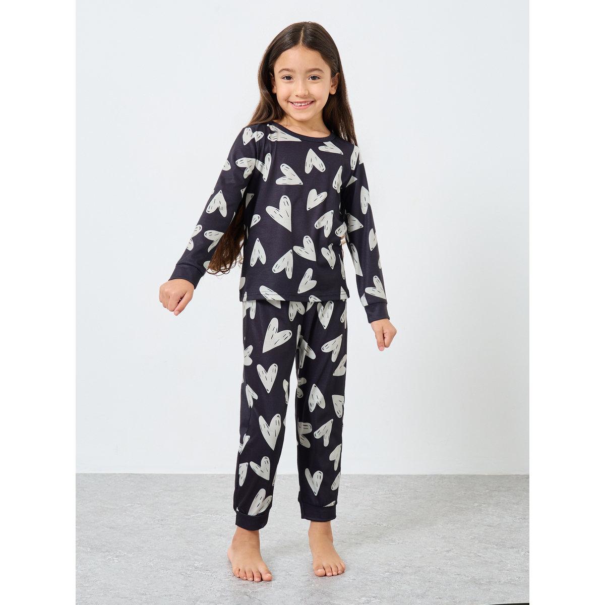طقم من بنطال بيجاما وتيشيرت بطبعة قلب-girls-clothing-nightwear-image-1