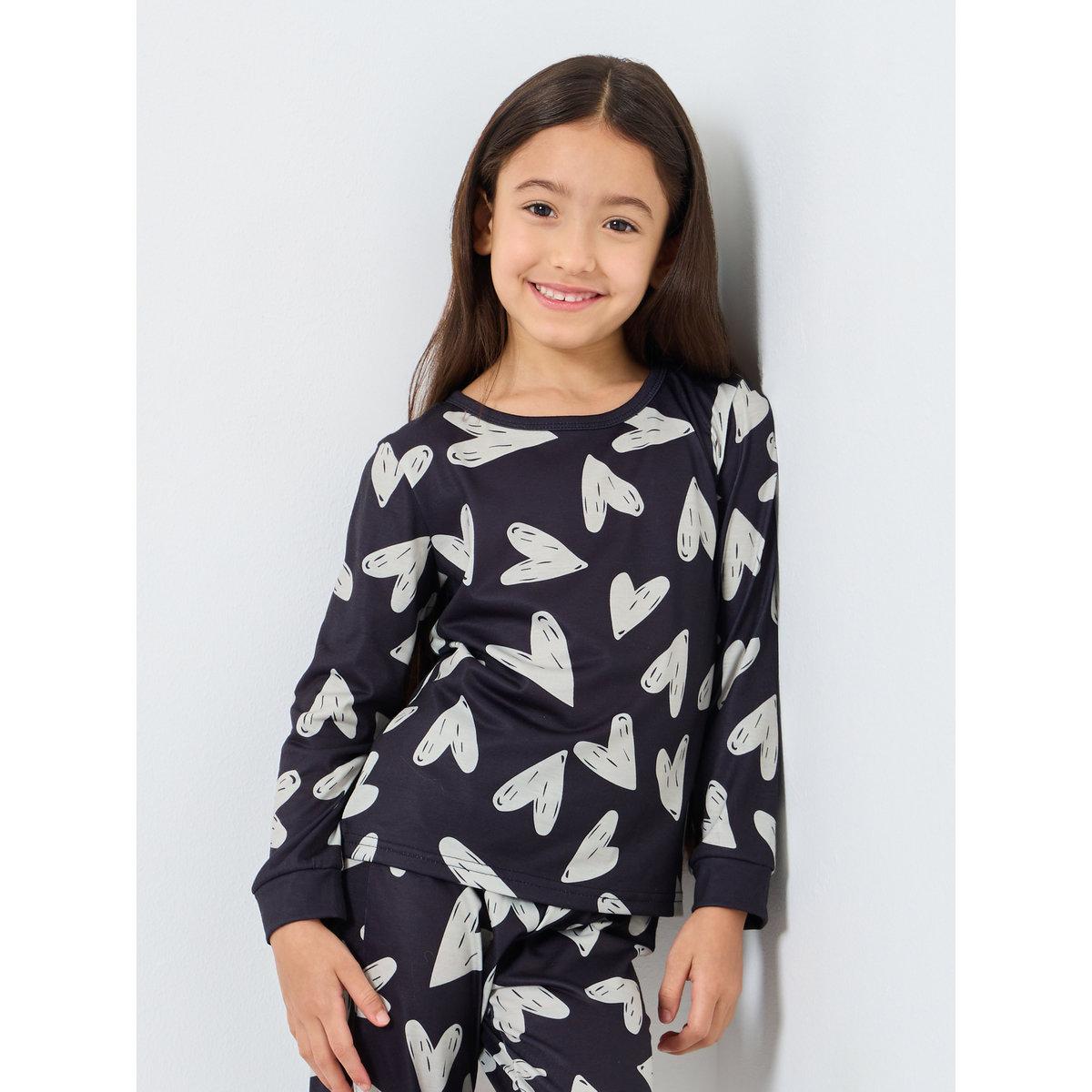 طقم من بنطال بيجاما وتيشيرت بطبعة قلب-girls-clothing-nightwear-image-2