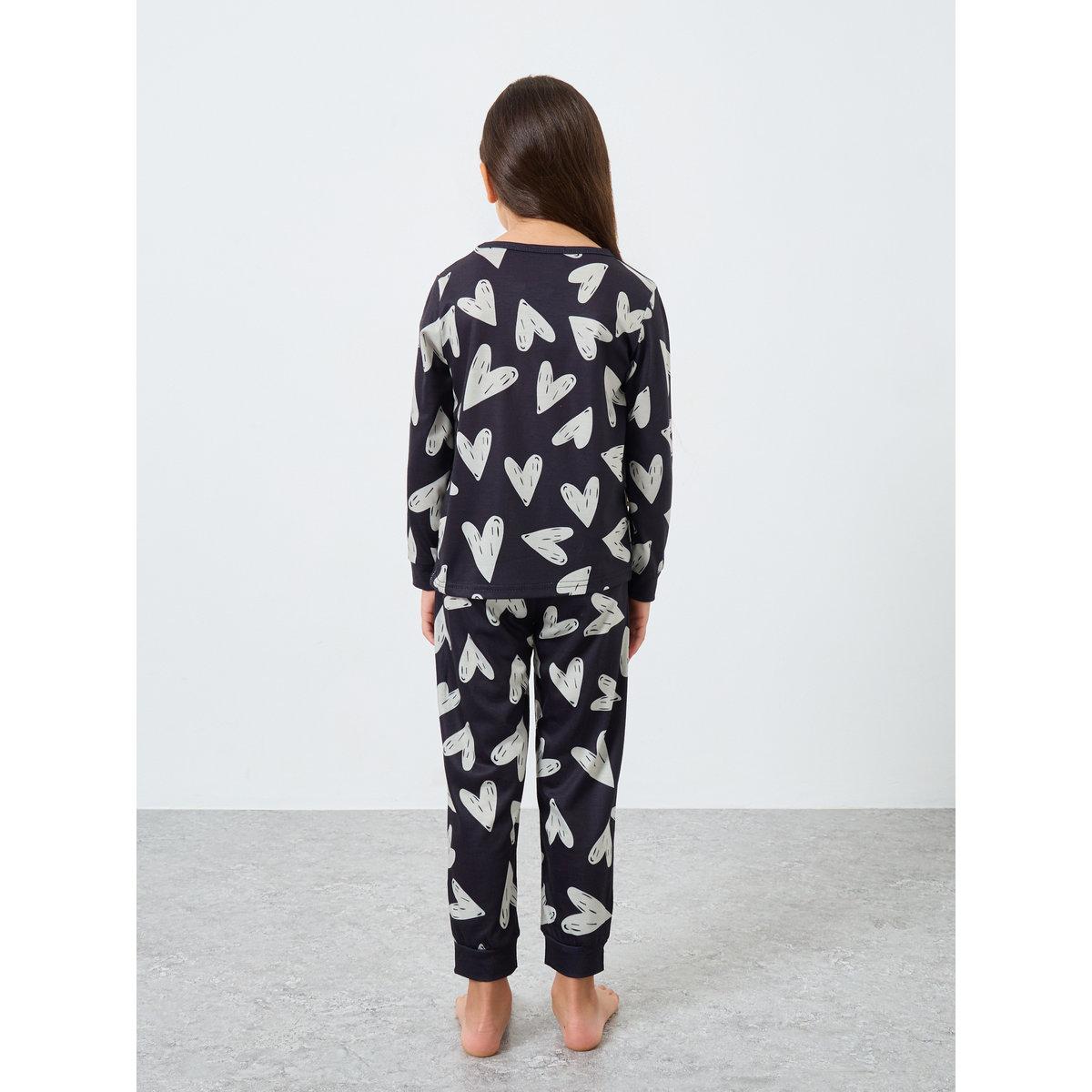 طقم من بنطال بيجاما وتيشيرت بطبعة قلب-girls-clothing-nightwear-image-4