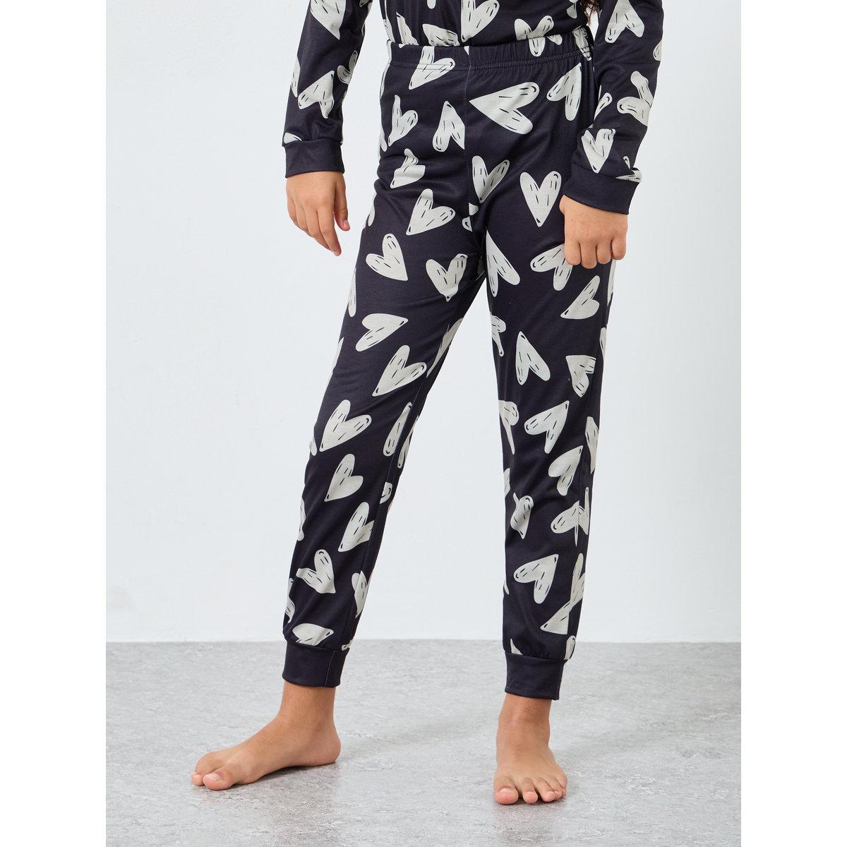 Styli Teen Heart Print Top and Pyjama Set-girls-clothing-nightwear-image-5