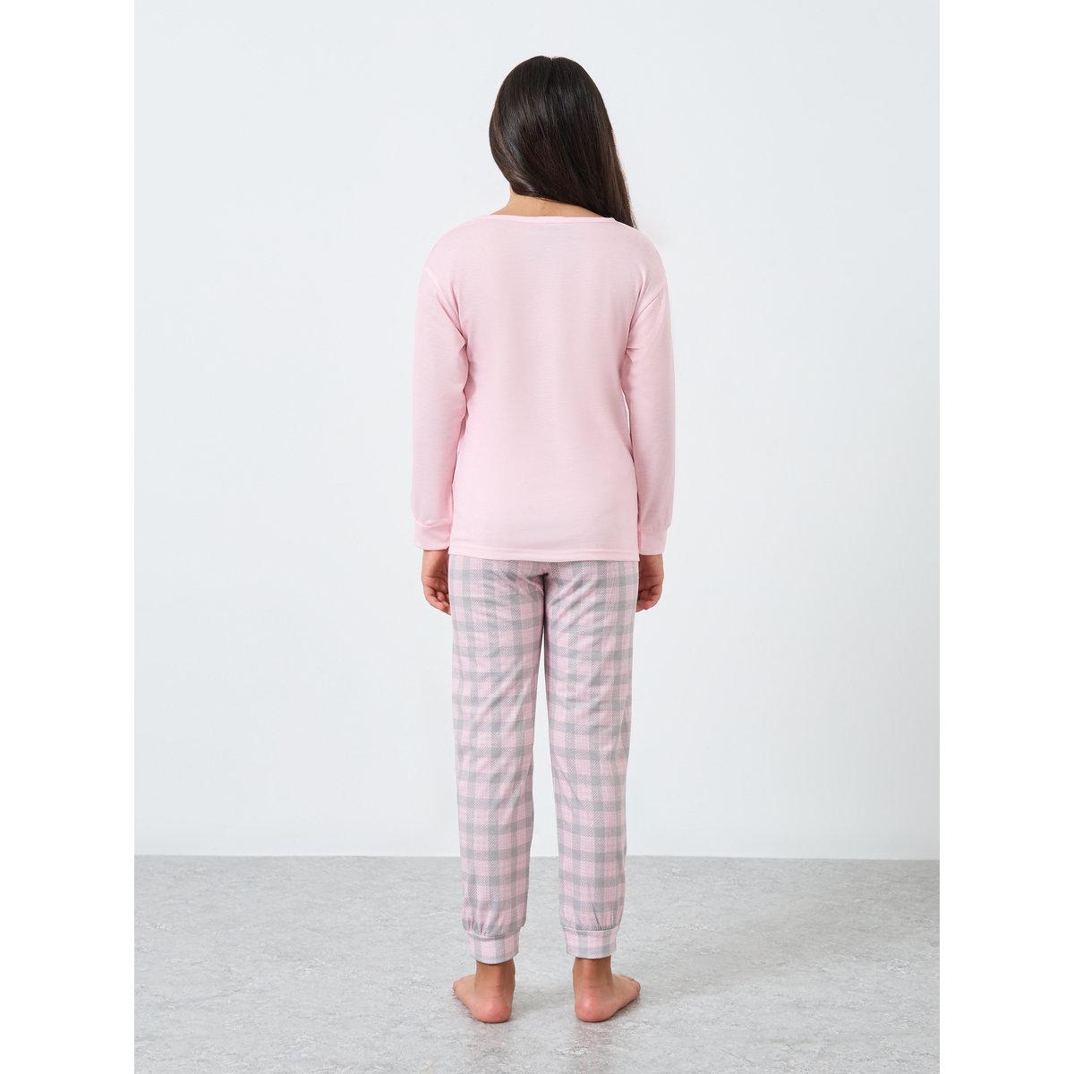 Styli Teen Pink Top and Checkered Pyjama Set-girls-clothing-nightwear-image-5
