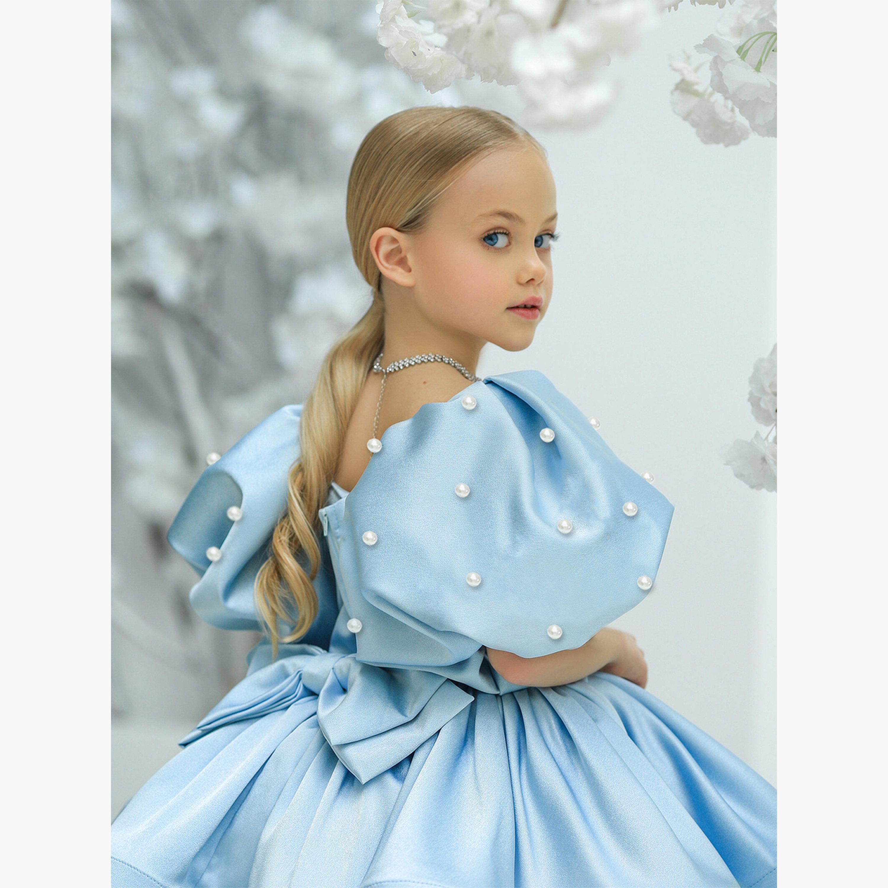 تيك تو - فستان حفلات بأكمام منفوخة ومزخرف للبنات-girls-clothing-dressesandjumpsuits-image-4