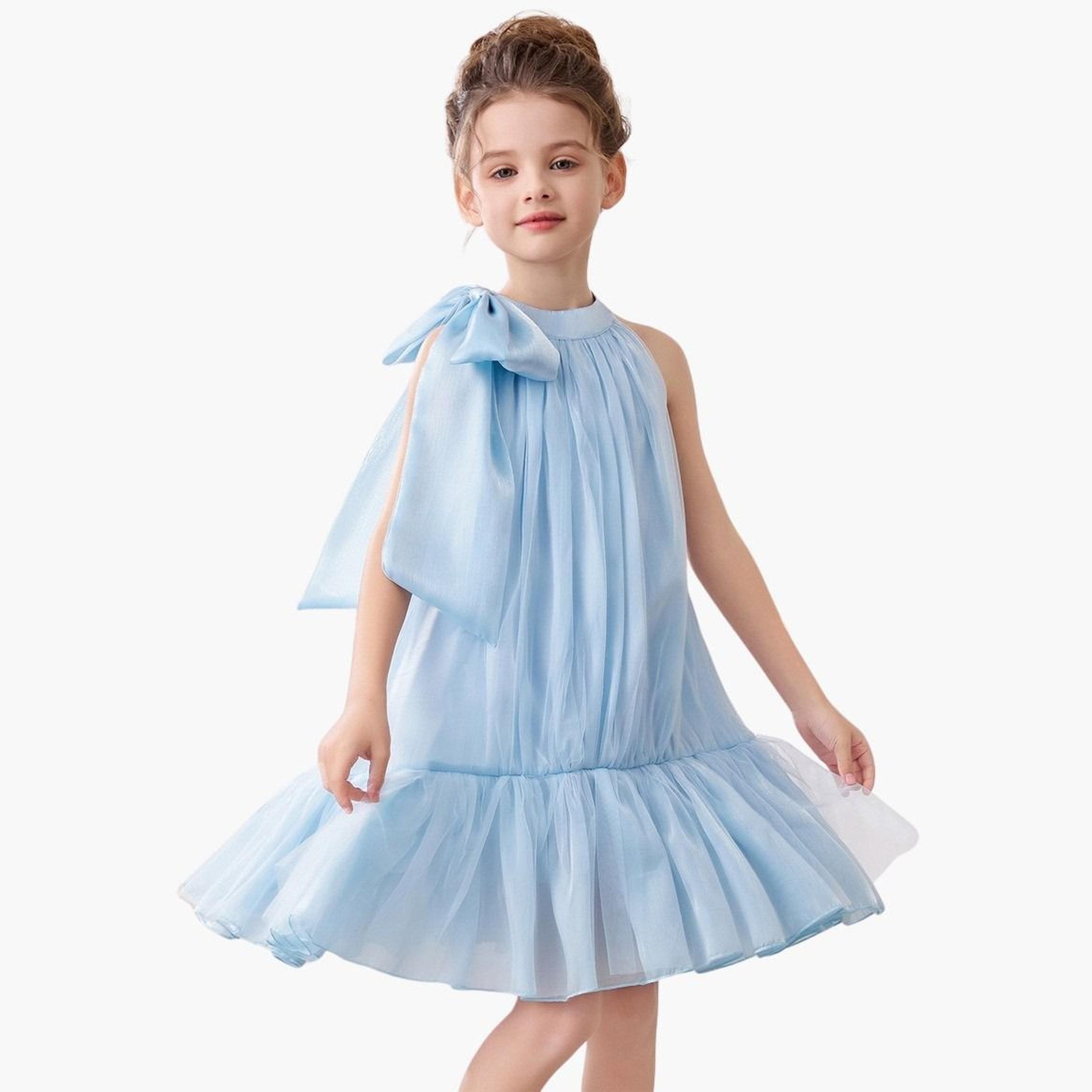 Take Two Girls Halter Bow Detail Ruffle Hem Party Dress-girls-clothing-dressesandjumpsuits-image-1