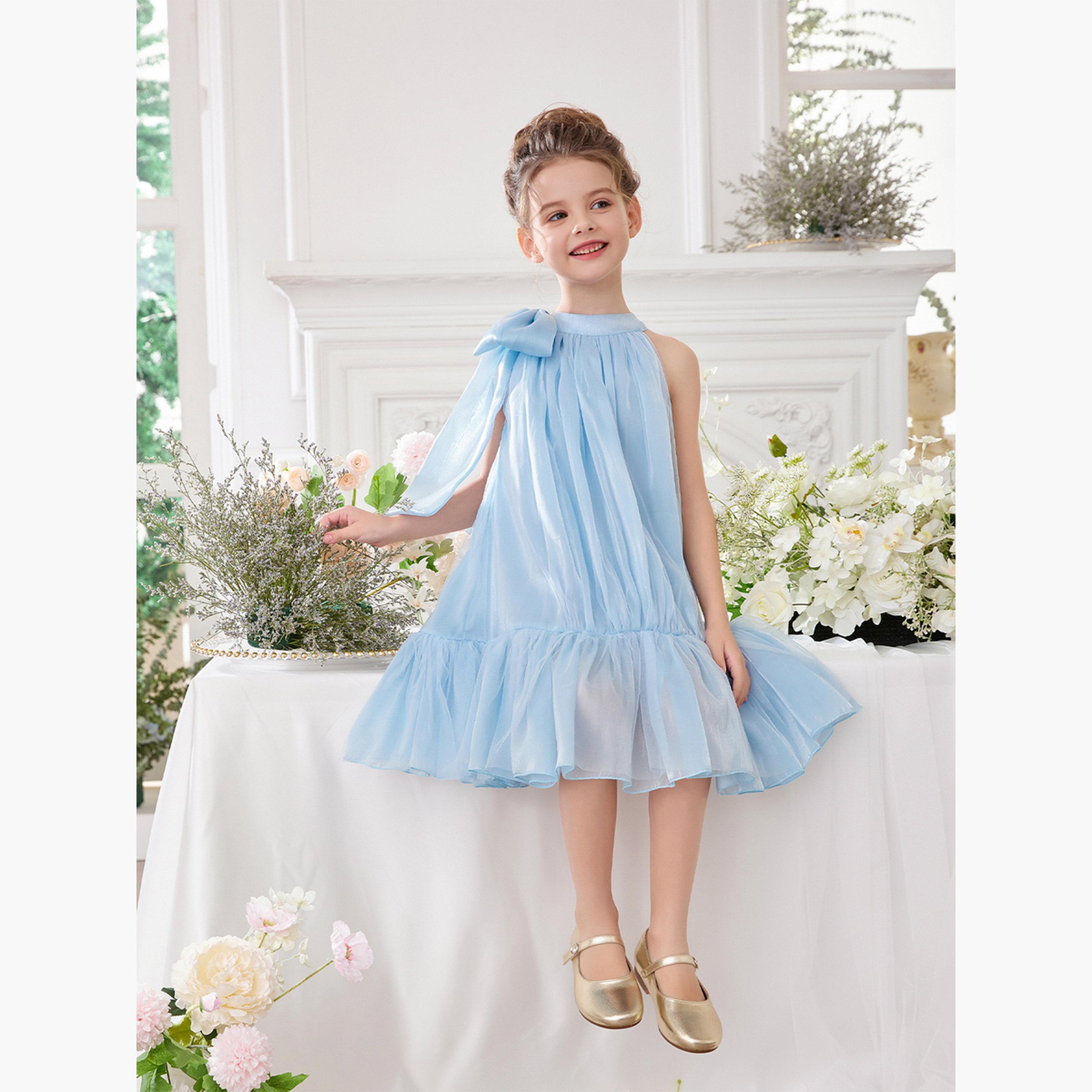 تيك تو - فستان حفلات بحافة مكشكشة وتفاصيل فيونكة للبنات-girls-clothing-dressesandjumpsuits-image-2