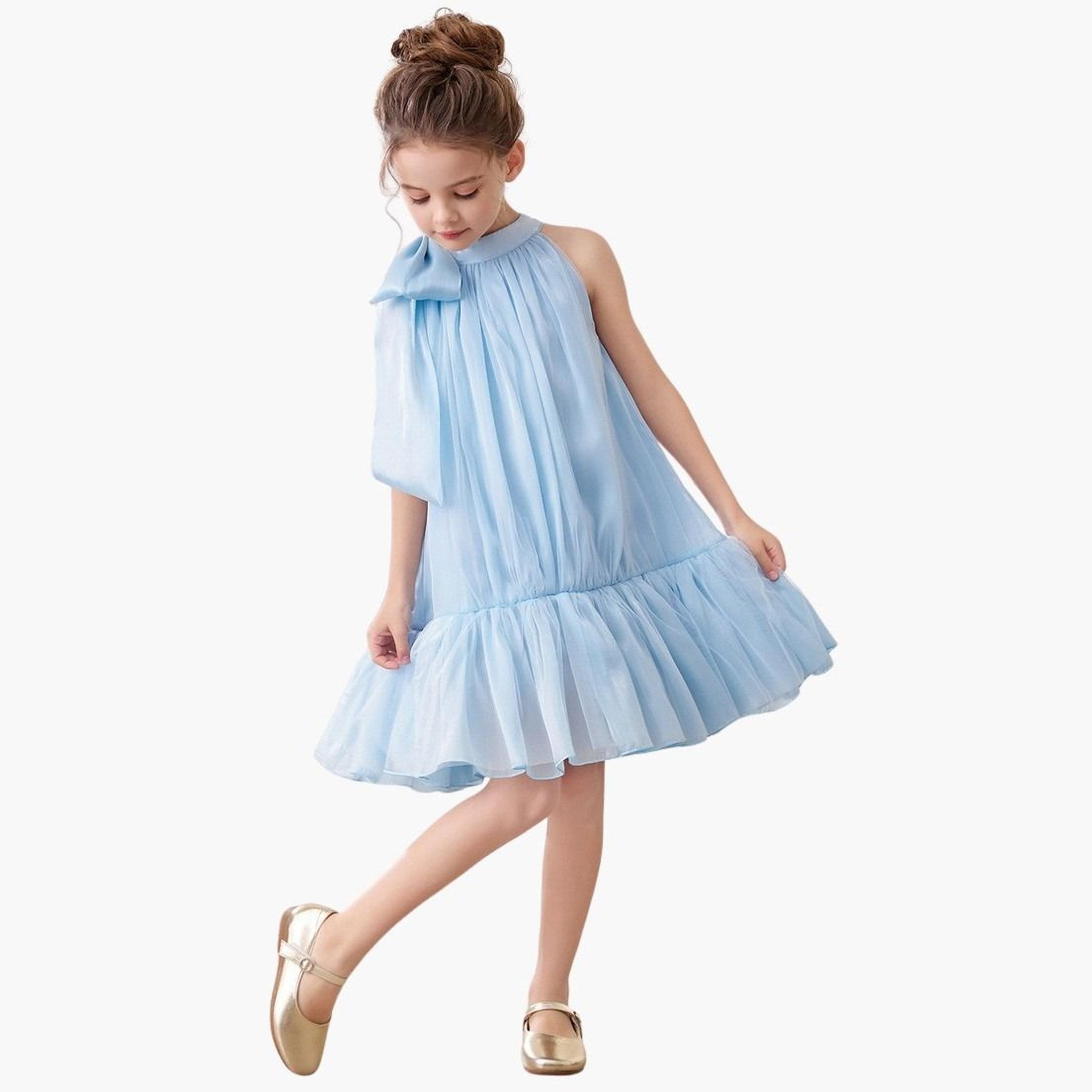 Take Two Girls Halter Bow Detail Ruffle Hem Party Dress-girls-clothing-dressesandjumpsuits-image-3