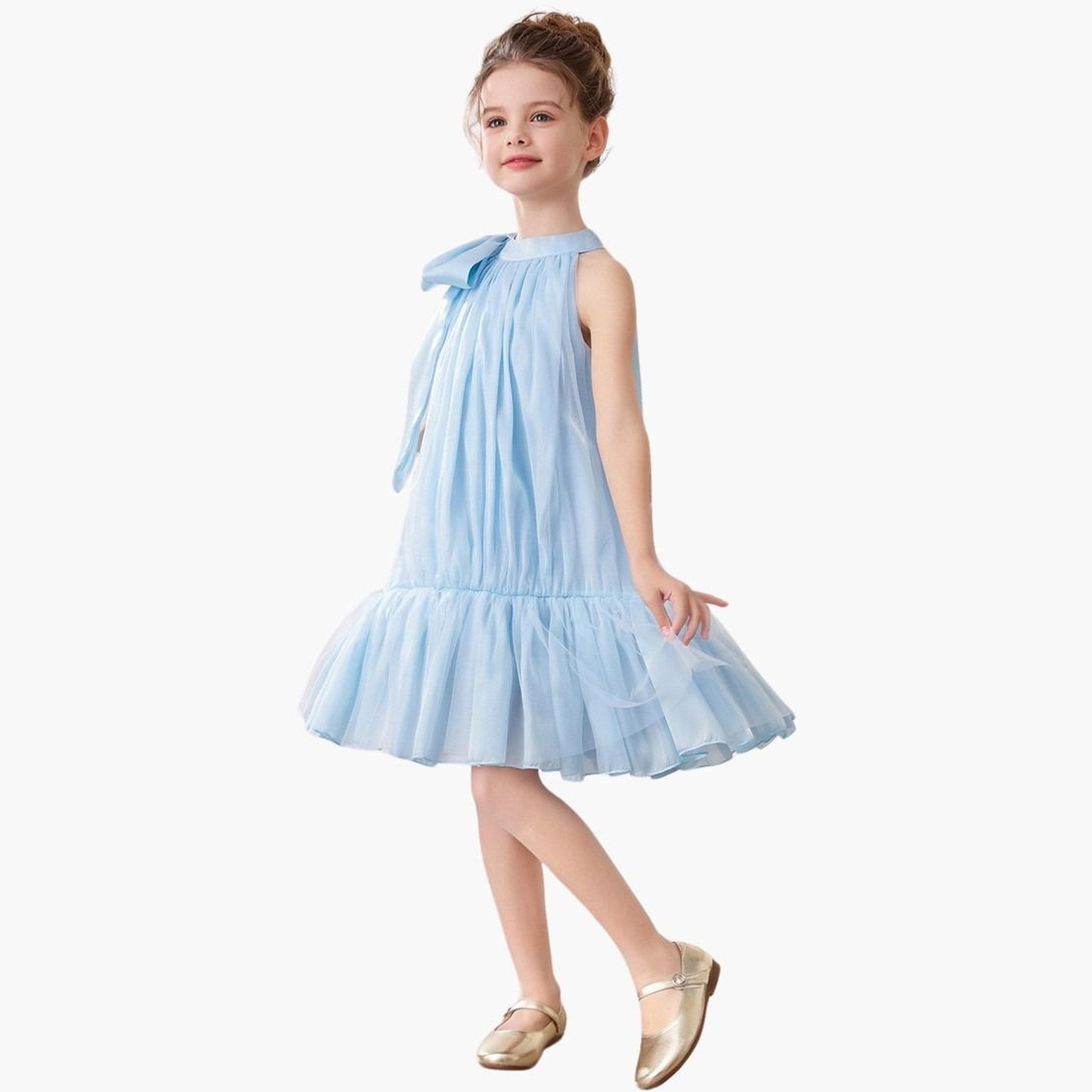 Take Two Girls Halter Bow Detail Ruffle Hem Party Dress-girls-clothing-dressesandjumpsuits-image-4