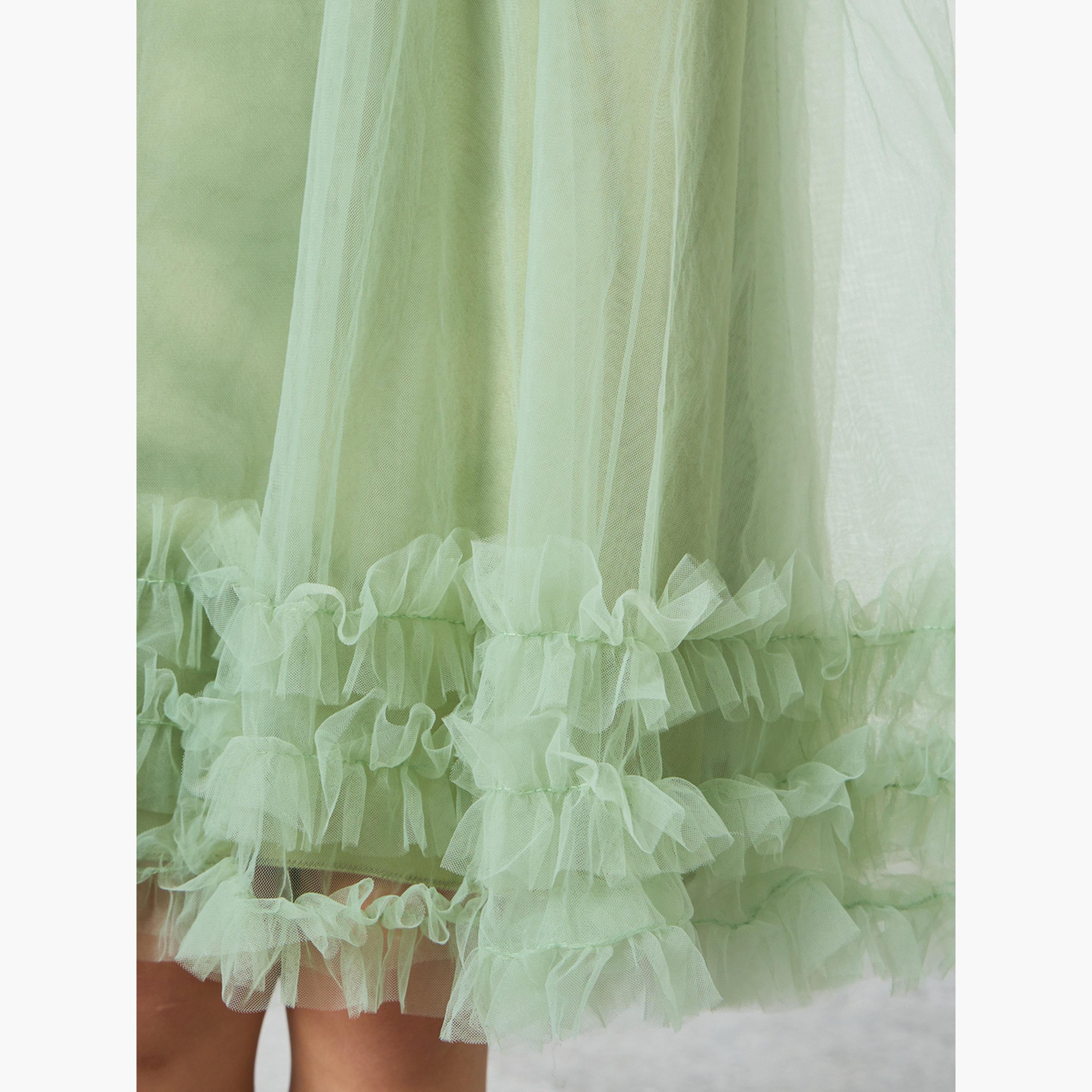 Take Two Girls Bow Tie Ruffle Hem Mesh Party Dress-girls-clothing-dressesandjumpsuits-image-4