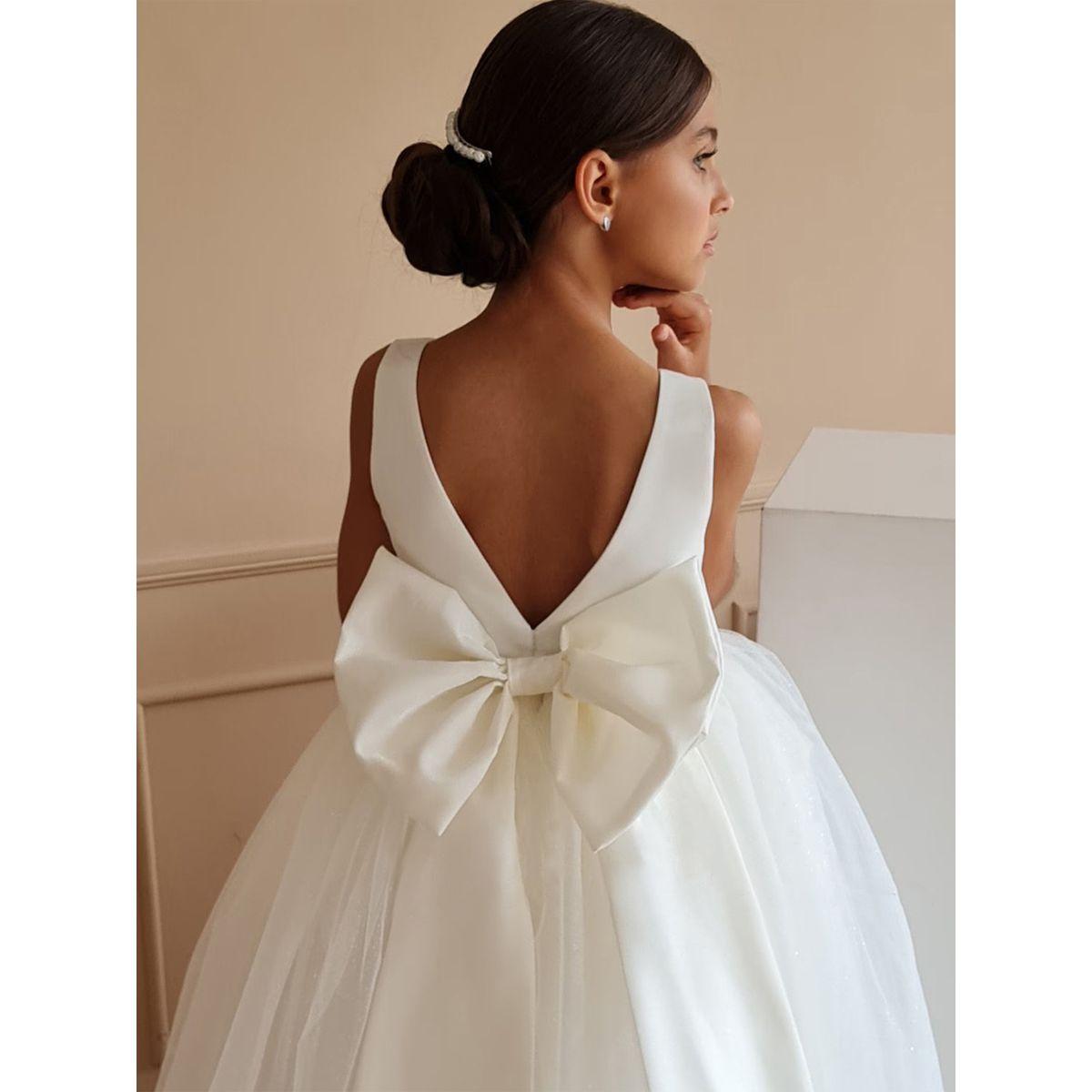 Styli Girls White Deep V Back Mesh Party Dress-girls-clothing-dressesandjumpsuits-image-7