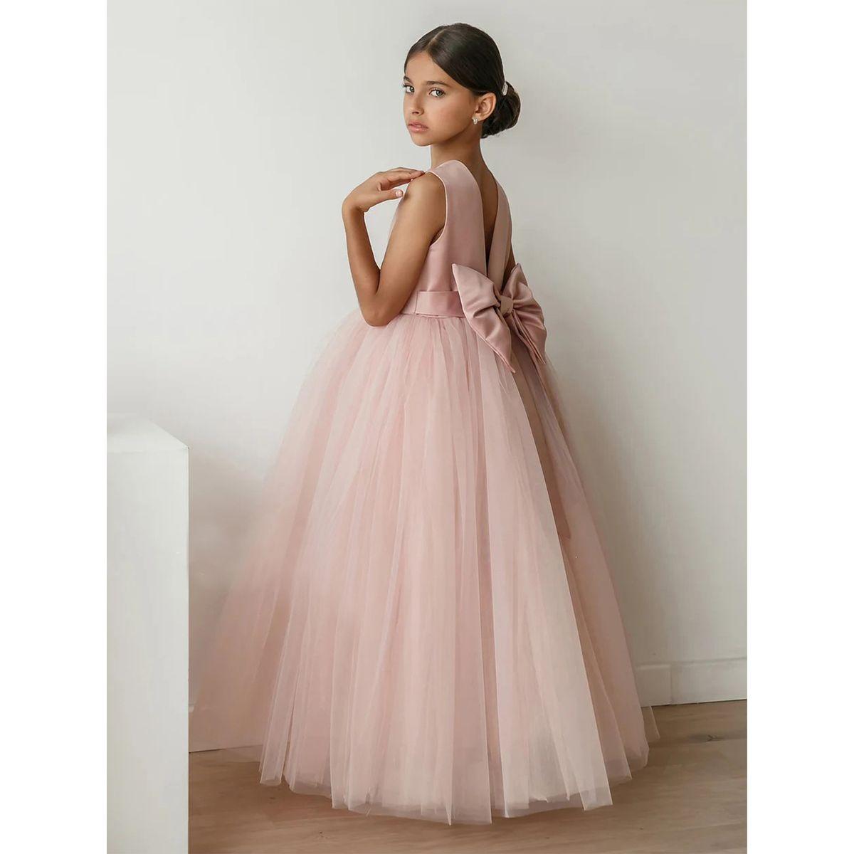 فستان حفلات بتفاصيل شبكية وتفاصيل فيونكة-girls-clothing-dressesandjumpsuits-image-1