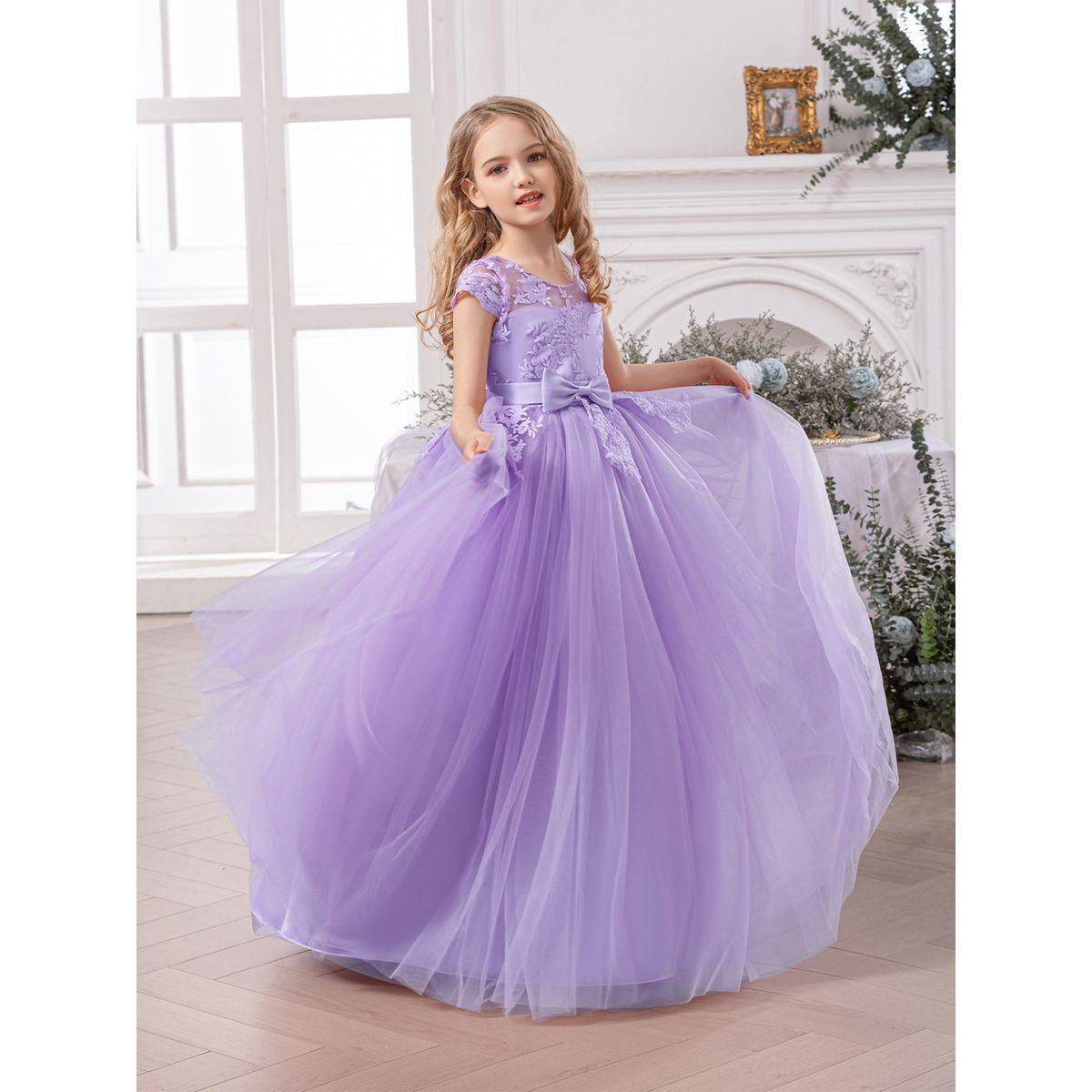 Styli Girl Floral Lace Bow Detail Mesh Maxi Party Dress-girls-clothing-dressesandjumpsuits-image-3