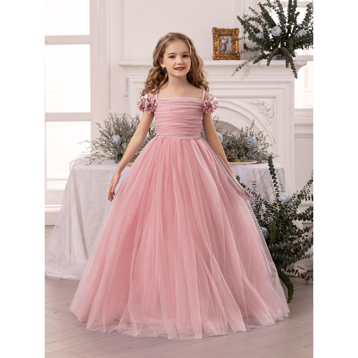 فستان بتداخلات شبكية مع تفاصيل مزمومة-girls-clothing-dressesandjumpsuits-image-1