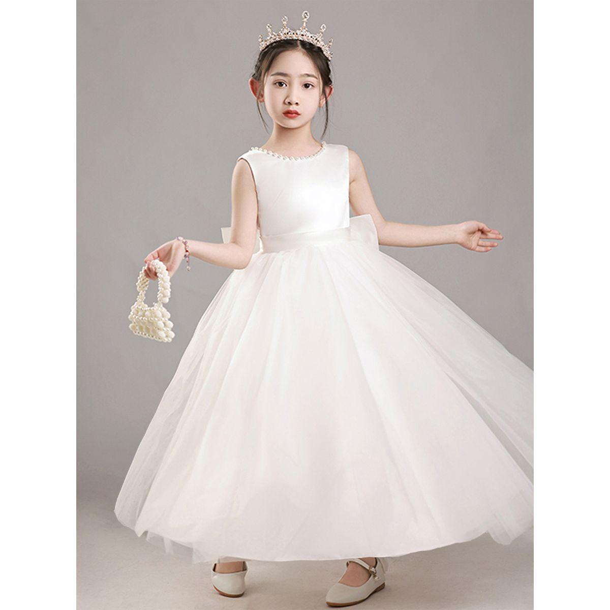 Styli Girls White Pearl Decor Deep V-Back Party Dress-girls-clothing-dressesandjumpsuits-image-3