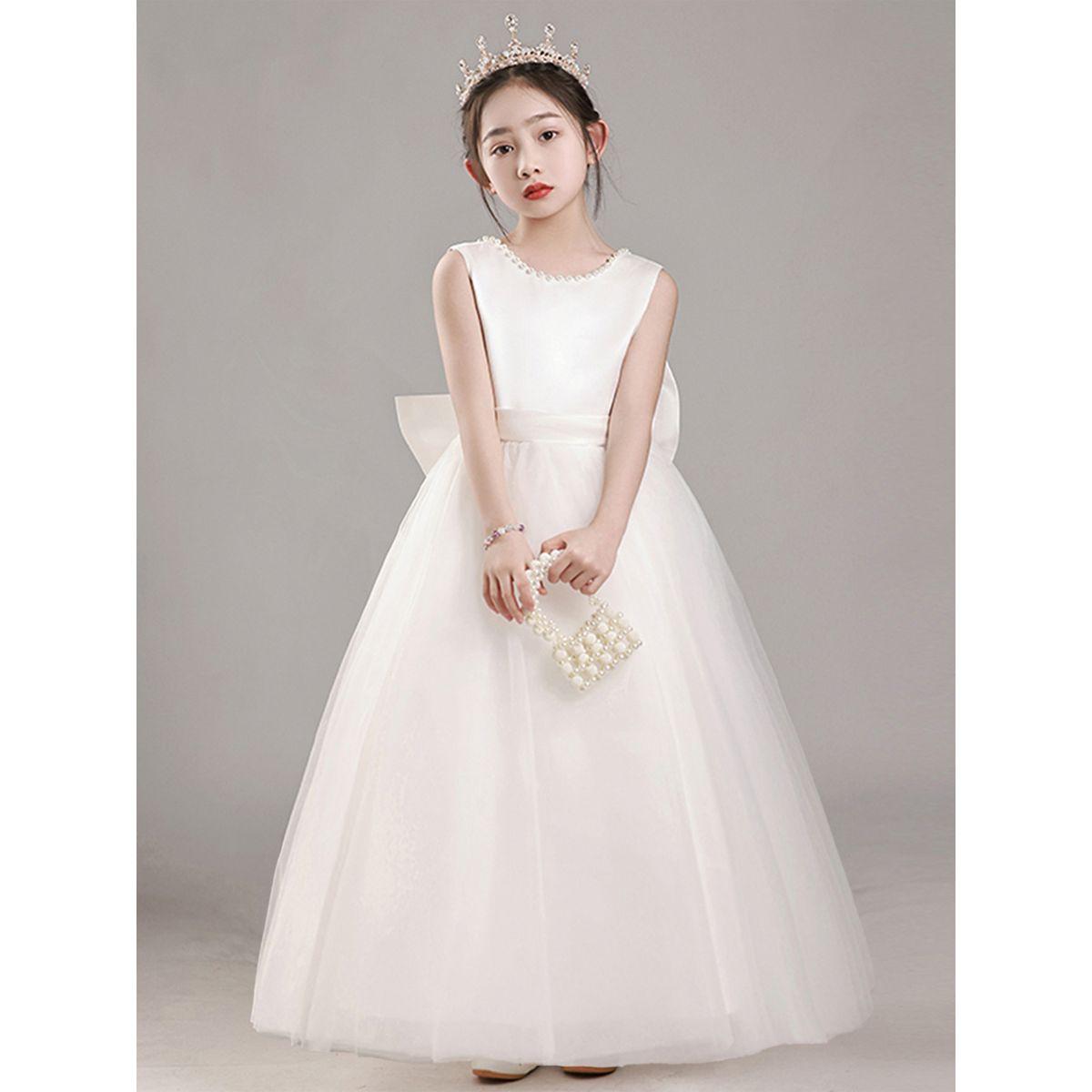 Styli Girls White Pearl Decor Deep V-Back Party Dress-girls-clothing-dressesandjumpsuits-image-4