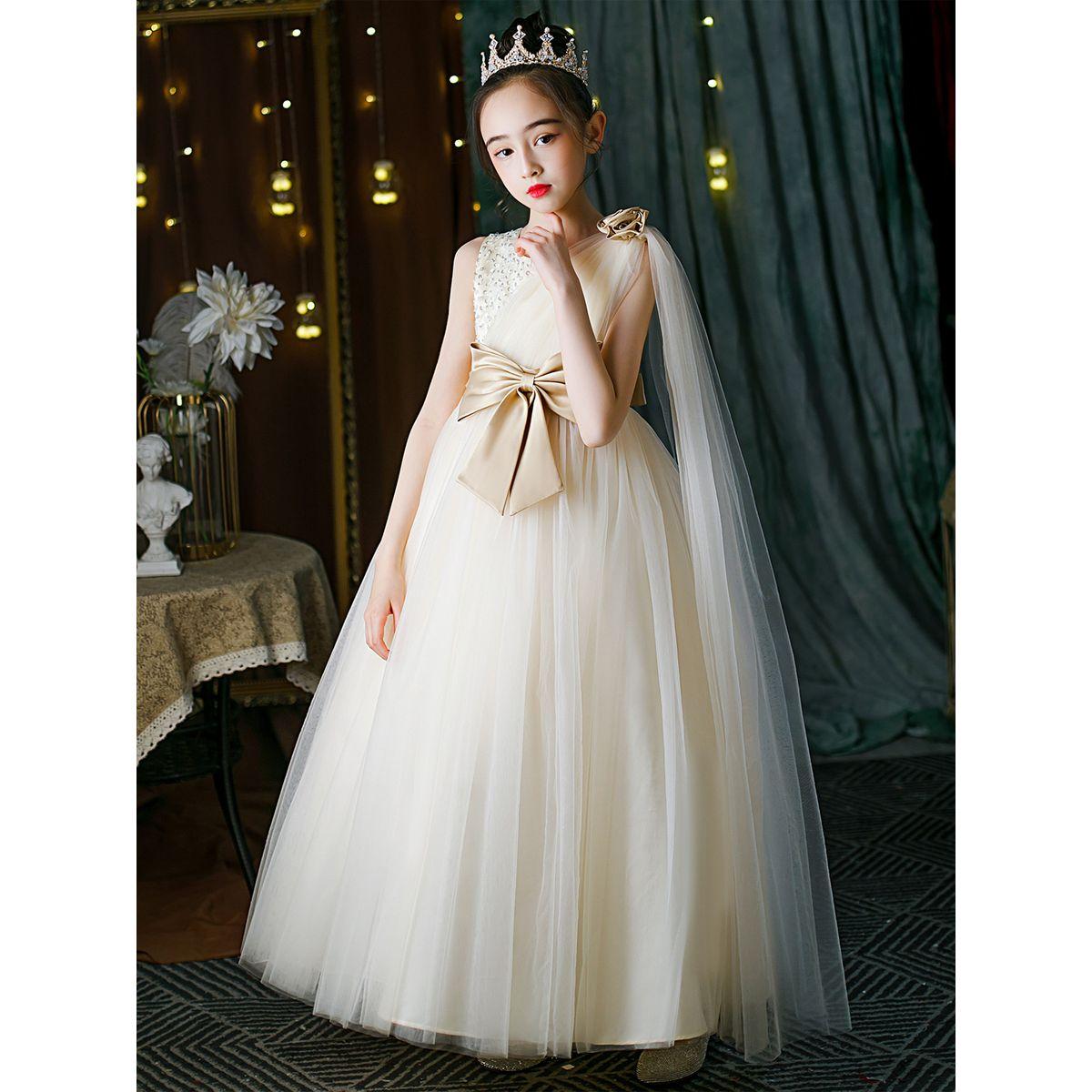فستان مُنمق بتفاصيل زهرة مع تداخلات شبكية-girls-clothing-dressesandjumpsuits-image-3