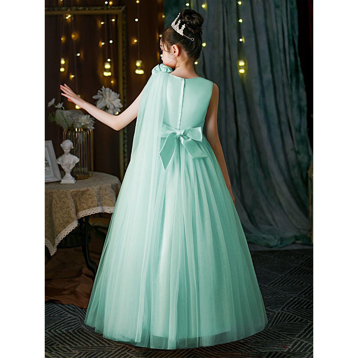 فستان مُنمق بتفاصيل زهرة مع تداخلات شبكية-girls-clothing-dressesandjumpsuits-image-2