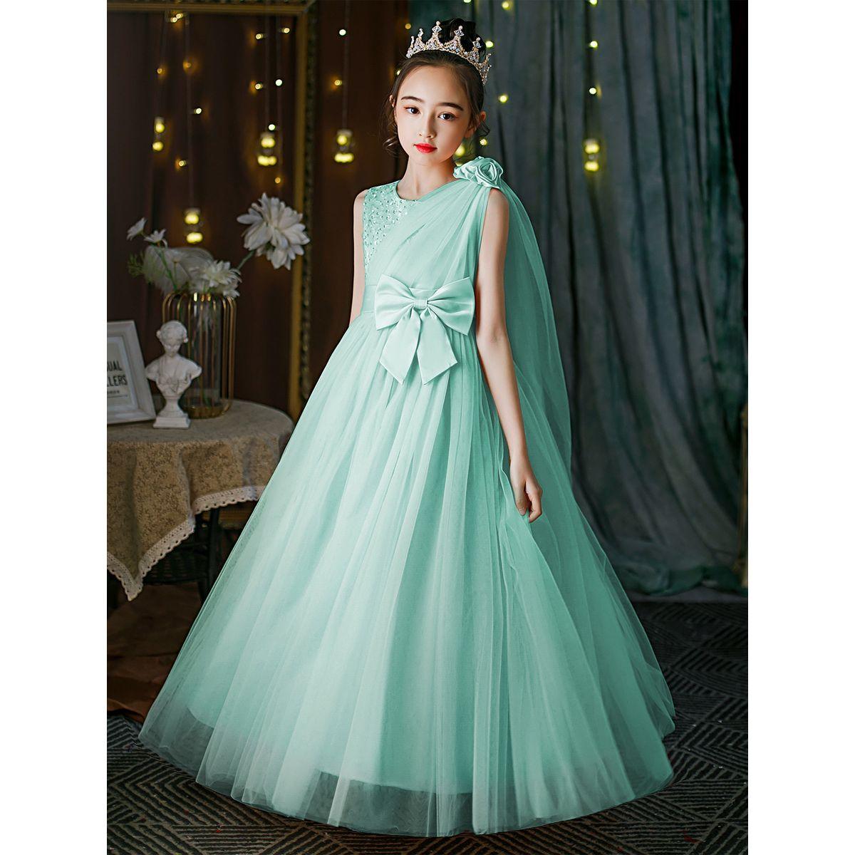 فستان مُنمق بتفاصيل زهرة مع تداخلات شبكية-girls-clothing-dressesandjumpsuits-image-3