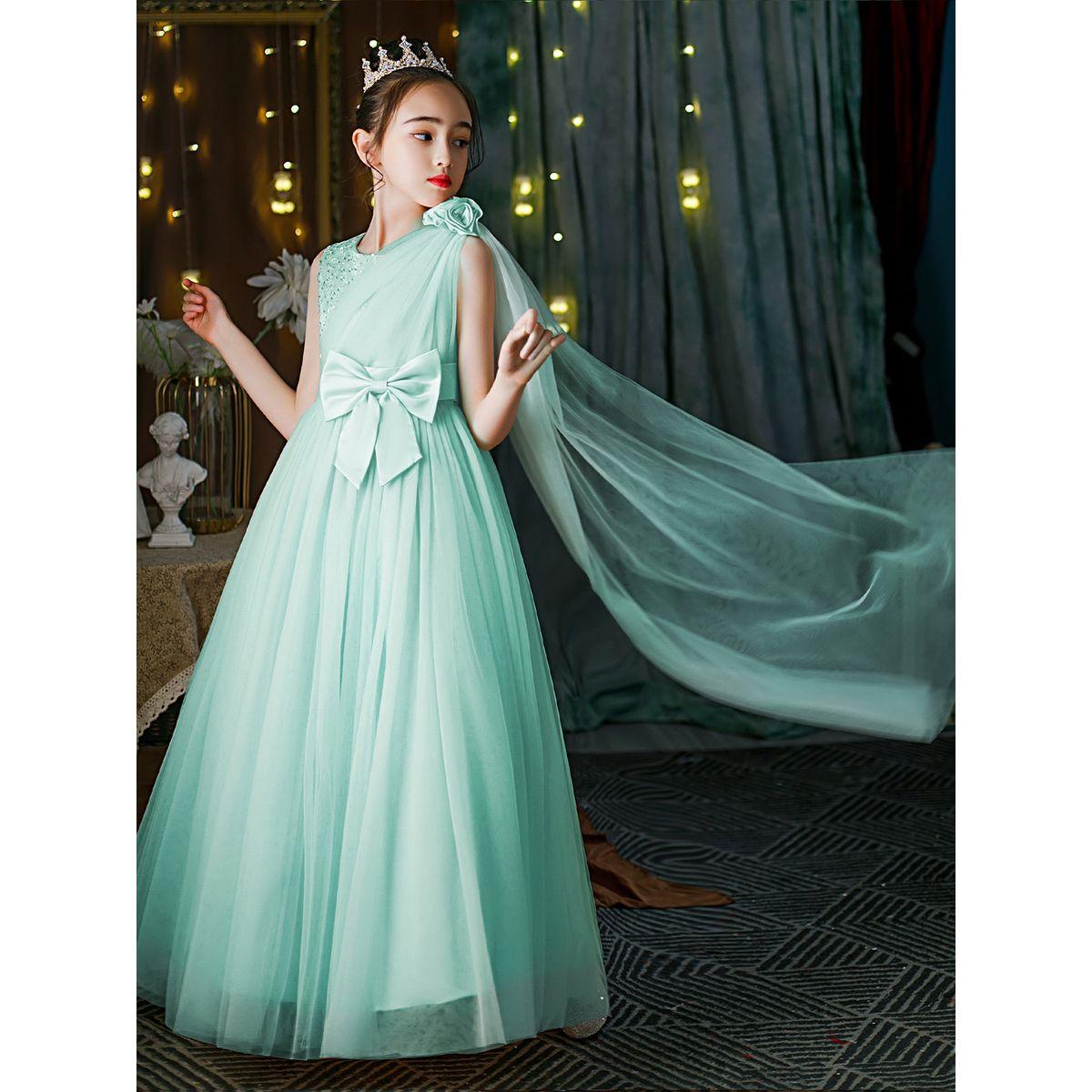 فستان مُنمق بتفاصيل زهرة مع تداخلات شبكية-girls-clothing-dressesandjumpsuits-image-5