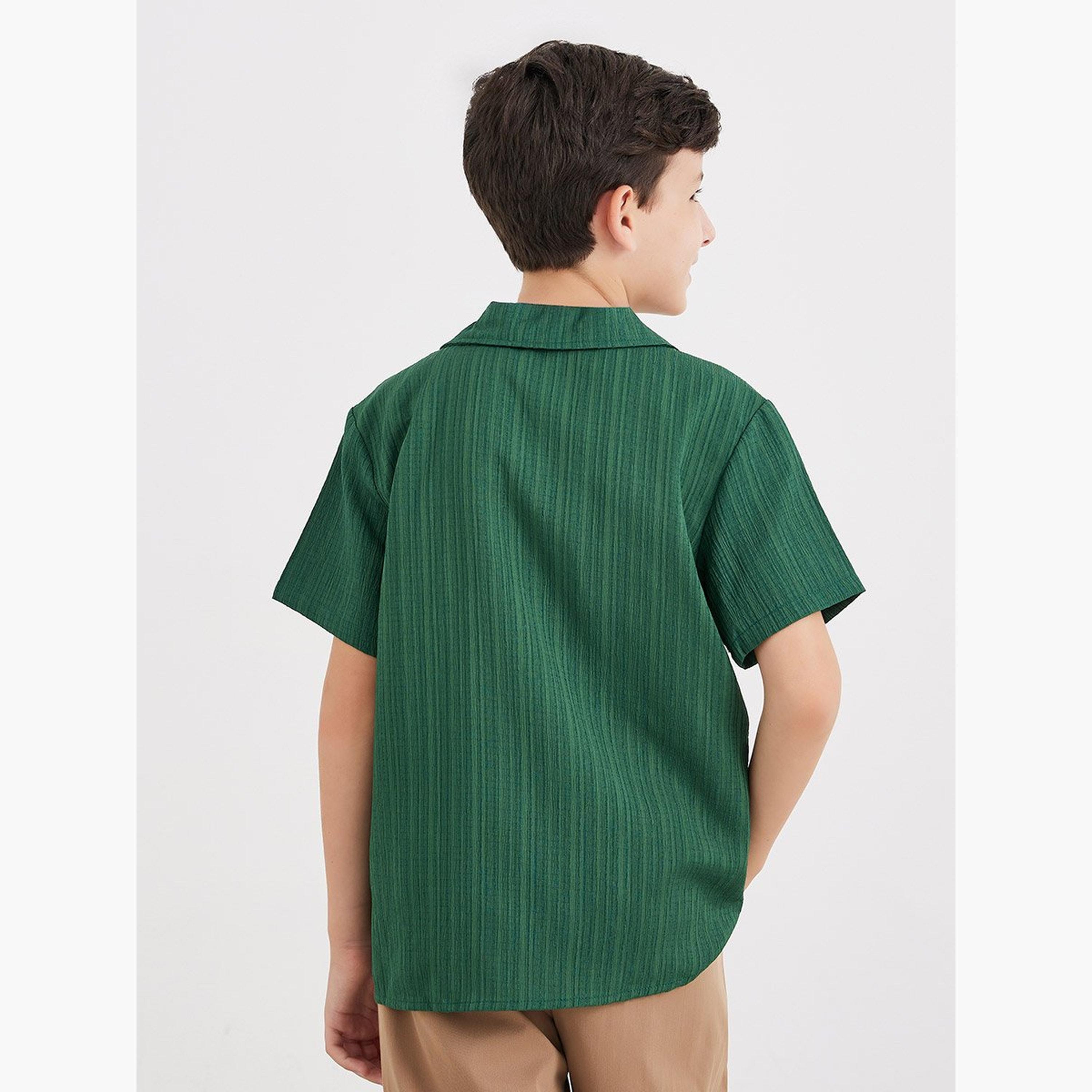 Styli Green Textured Shirt with Buttons-boys-clothing-shirts-image-4