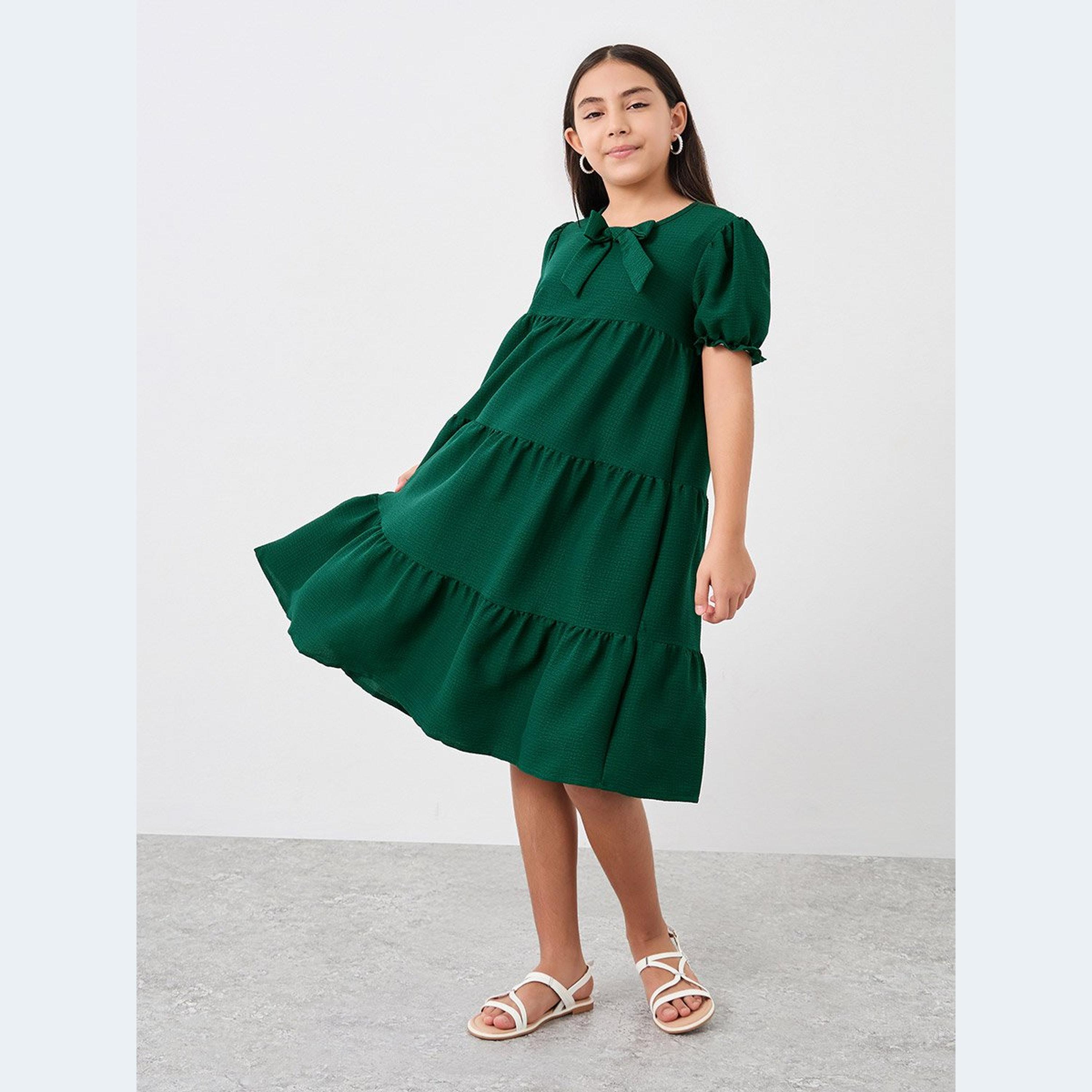 فستان بتفاصيل بارزة الملمس مع كسرات-girls-clothing-dressesandjumpsuits-image-1