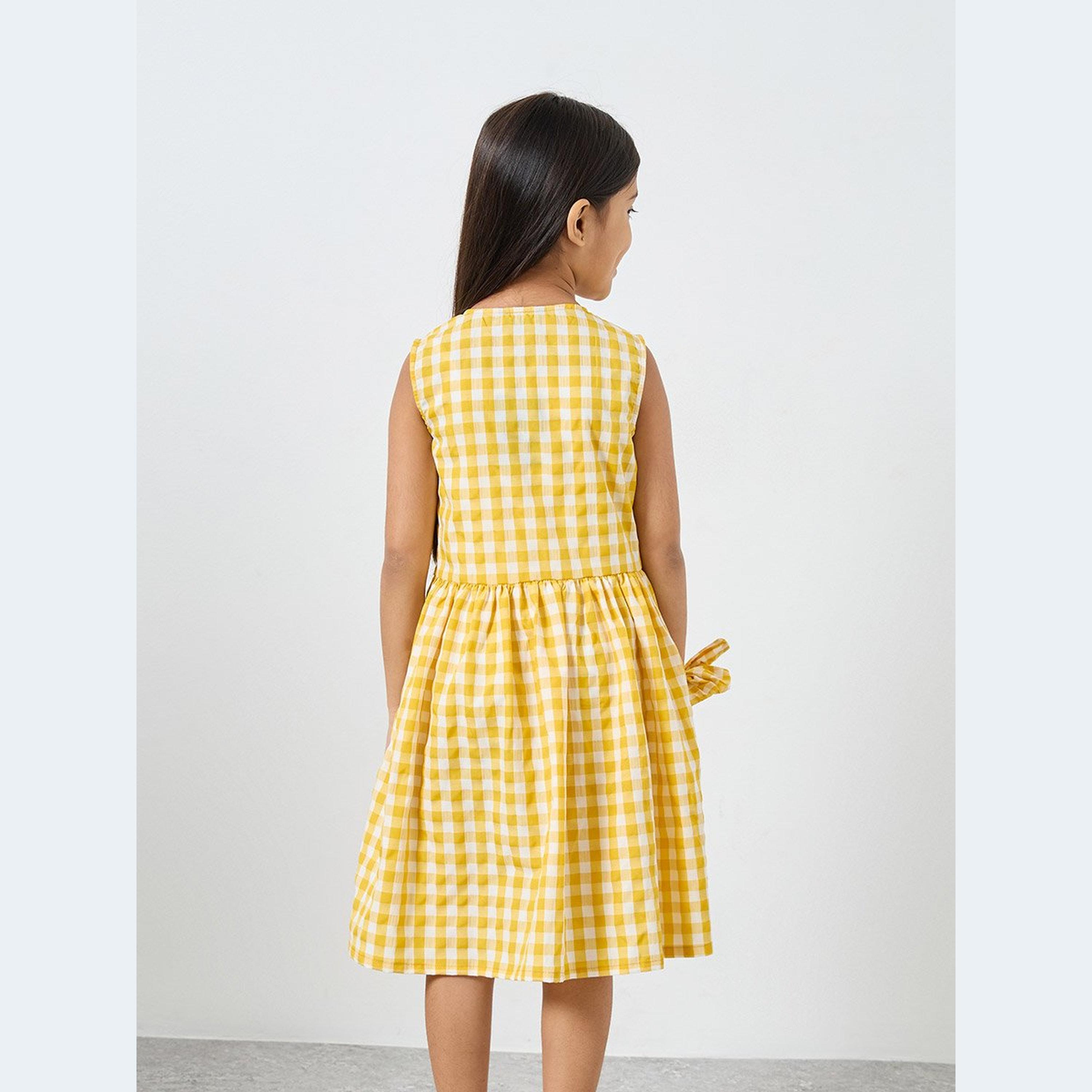 Styli Girls Gingham Check Dress with Hair Scrunchie Set-girls-clothing-dressesandjumpsuits-image-4