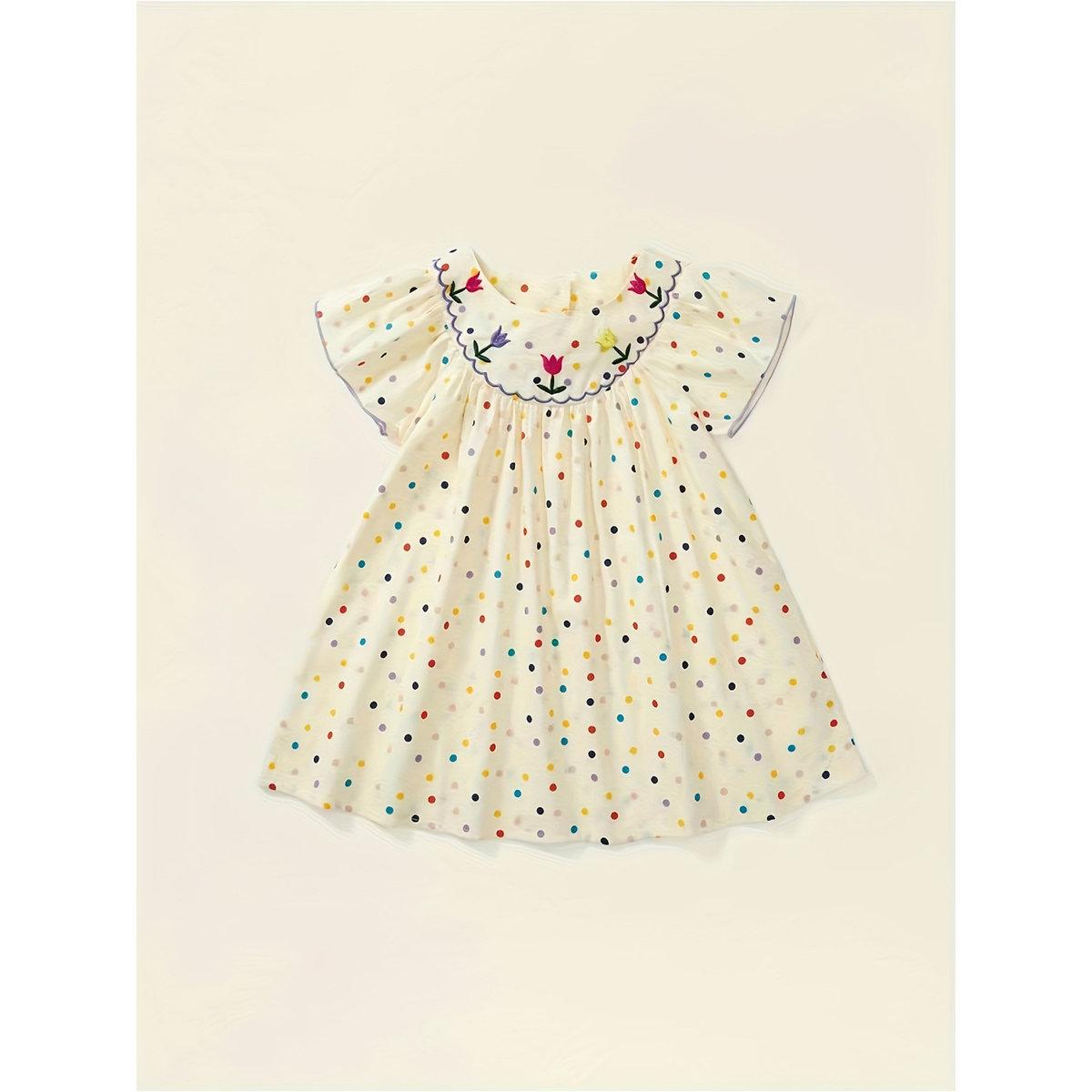 فستان بطبعة نقاط بولكا وتفاصيل مُطرزة-girls-clothing-dressesandjumpsuits-image-3