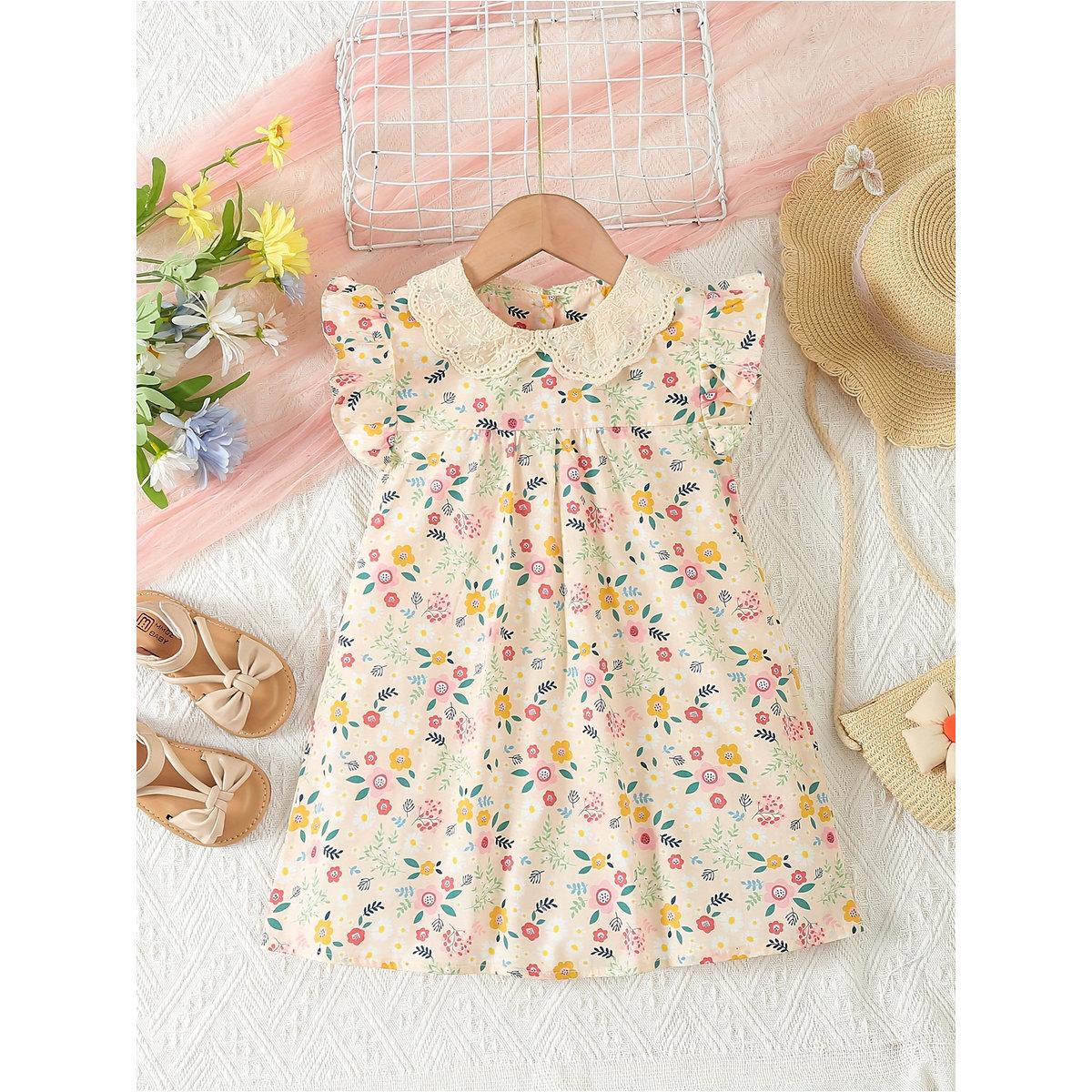 فستان بطبعة زهور مع ياقة بيتر بان-girls-clothing-dressesandjumpsuits-image-1