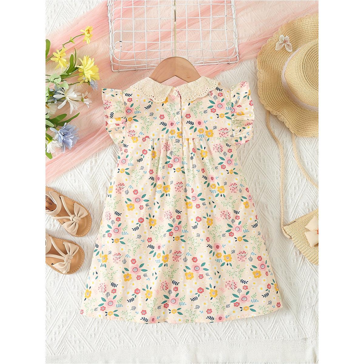 فستان بطبعة زهور مع ياقة بيتر بان-girls-clothing-dressesandjumpsuits-image-2