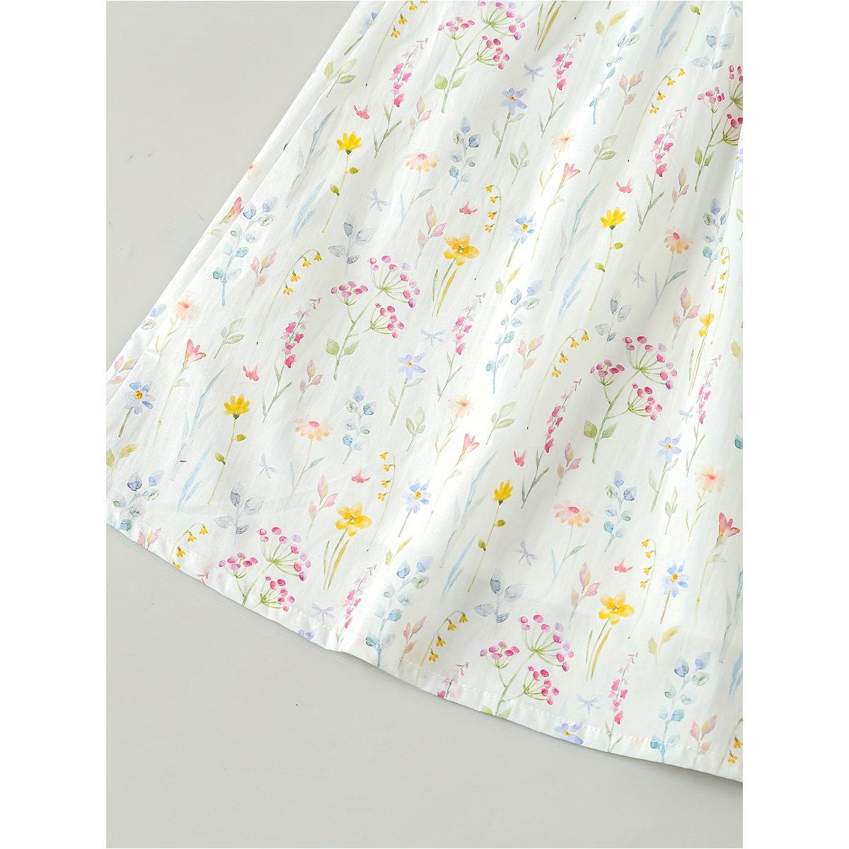 Styli Girls White Cotton Floral Peter Pan Dress-girls-clothing-dressesandjumpsuits-image-6