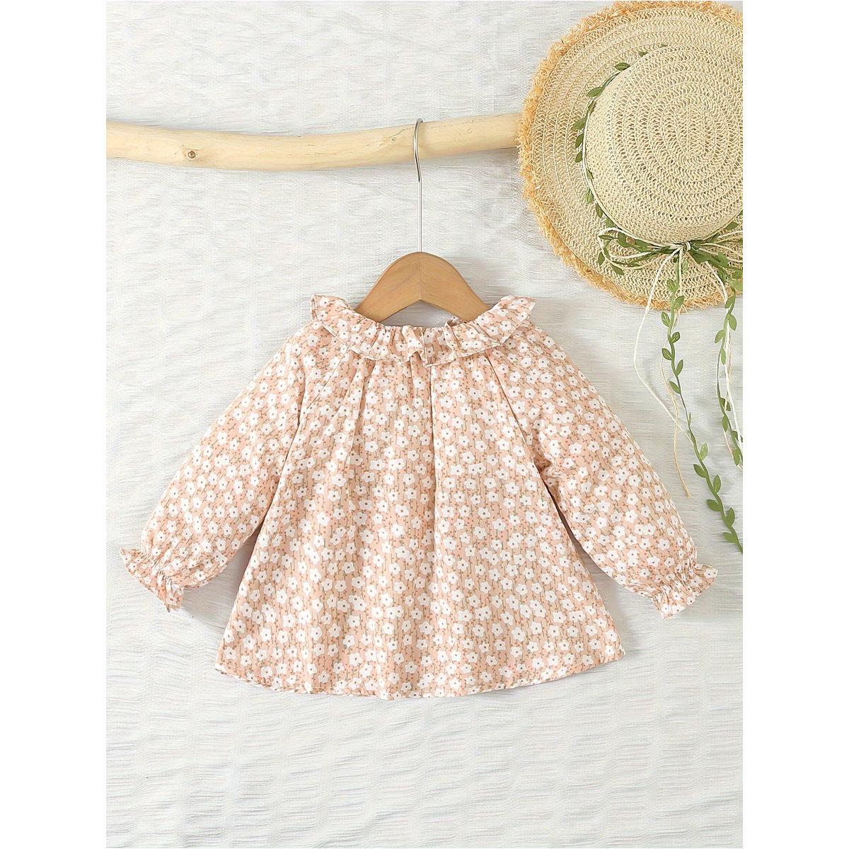 بلوزة قطنية بطبعة زهور وتفاصيل كشكش-girls-clothing-blousesandshirts-image-5