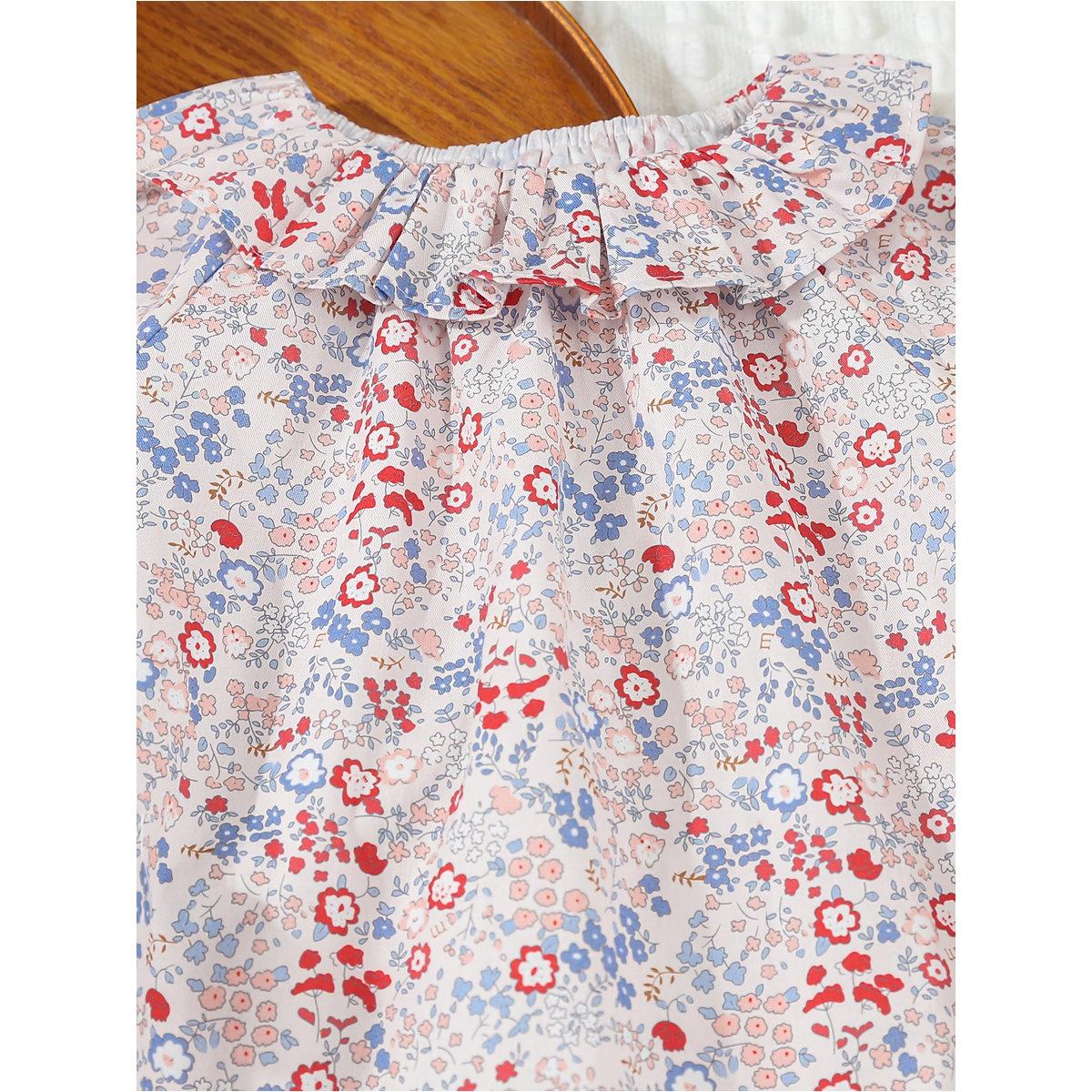 بلوزة قطنية بطبعة زهور وتفاصيل كشكش-girls-clothing-blousesandshirts-image-3