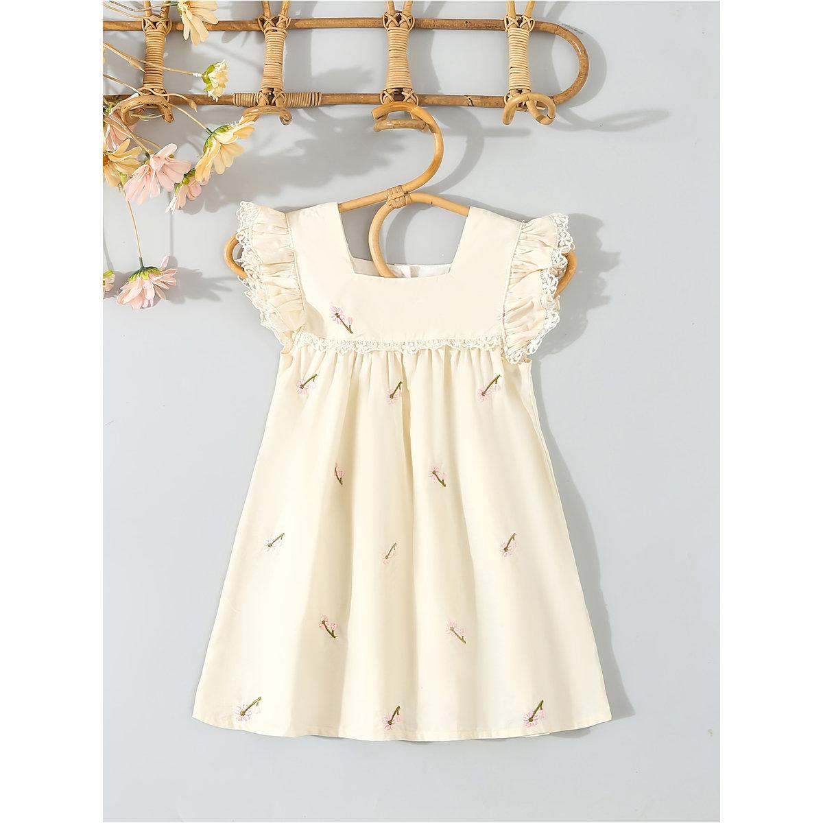فستان بتفاصيل مُطرزة مع تداخلات دانتيل-girls-clothing-dressesandjumpsuits-image-1