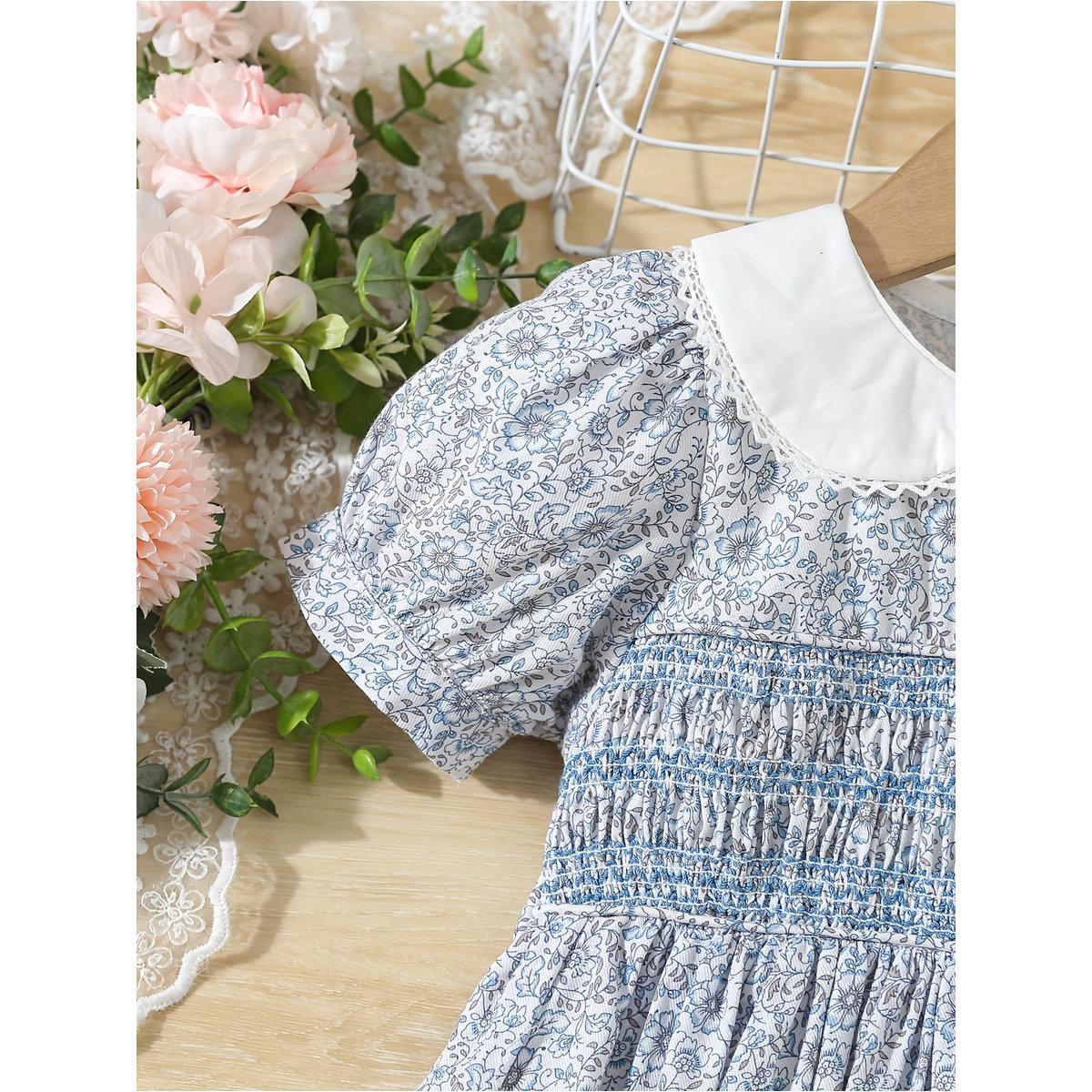فستان بطبعة زهور مع ياقة بيتر بان-girls-clothing-dressesandjumpsuits-image-5