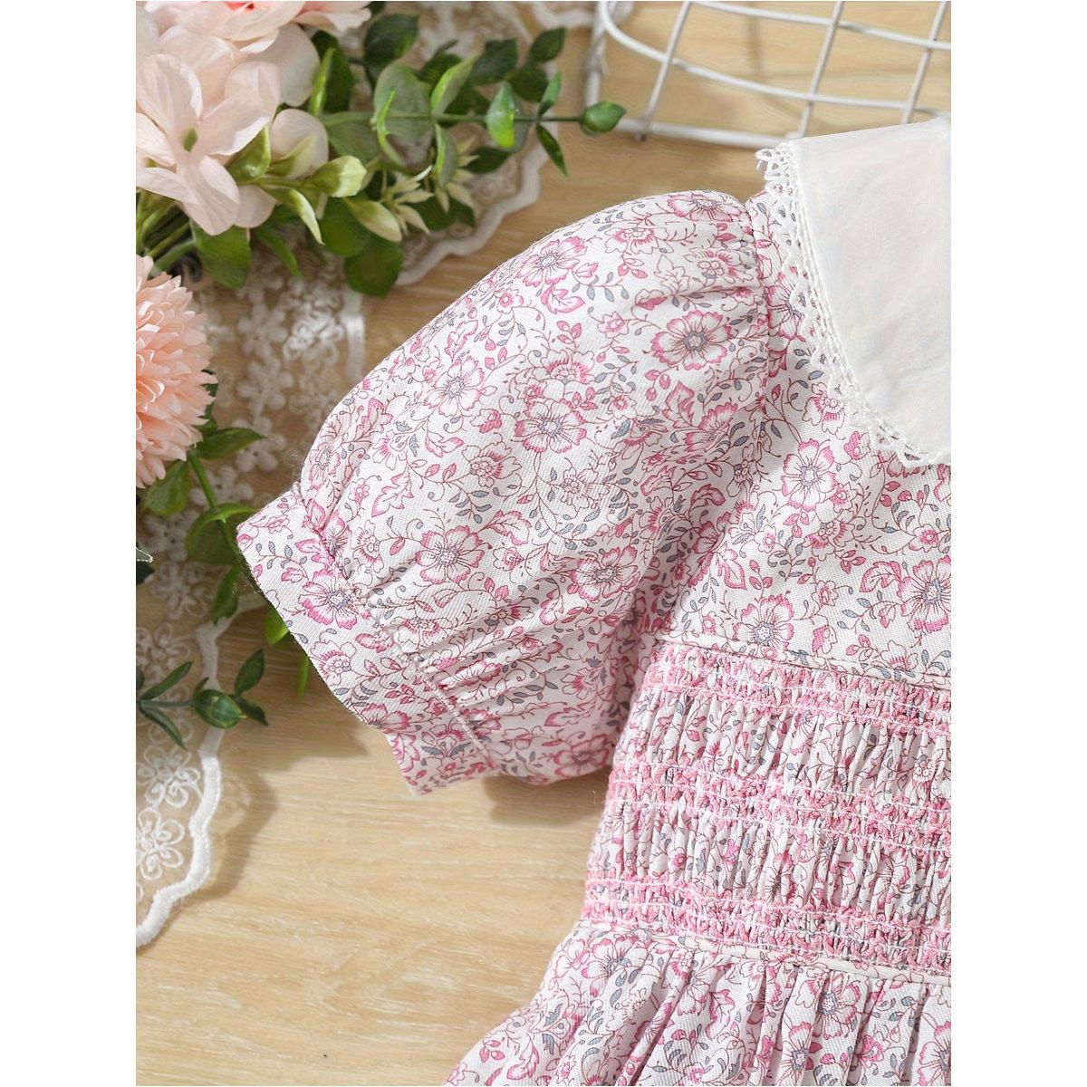 فستان بطبعة زهور مع ياقة بيتر بان-girls-clothing-dressesandjumpsuits-image-5