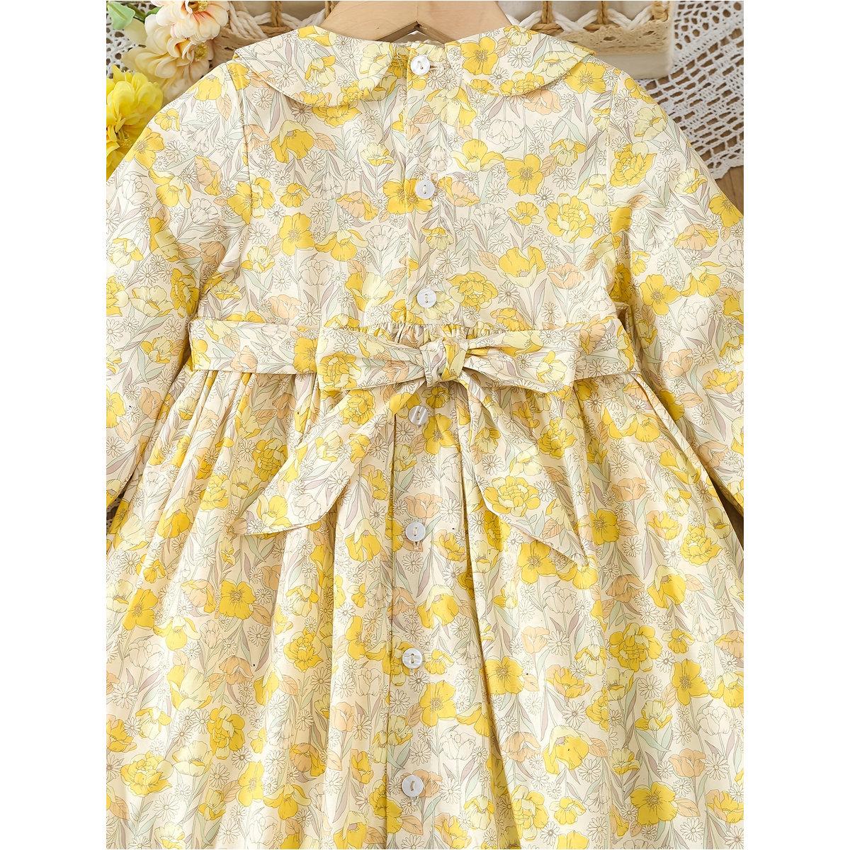 فستان بطبعة زهور مع ياقة بيتر بان-girls-clothing-dressesandjumpsuits-image-6